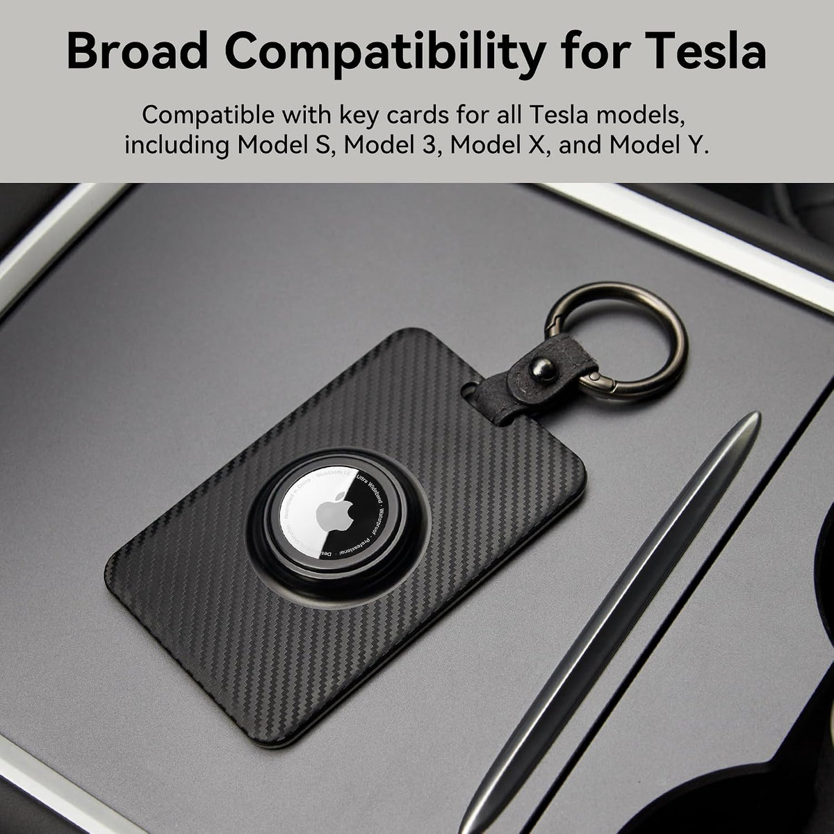 Card Holder for Tesla Keycard with AirTag Slot, Plastic Key Card Protective Case Cover for Tesla Model 3 Y S X