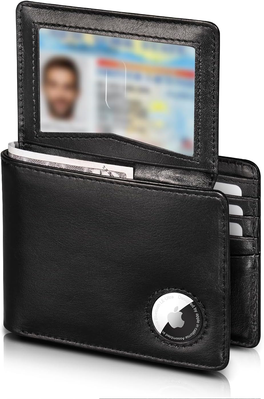 Top Grain Leather AirTag Wallet for Men with RFID Blocking and 12 Card Slots - Abbycart