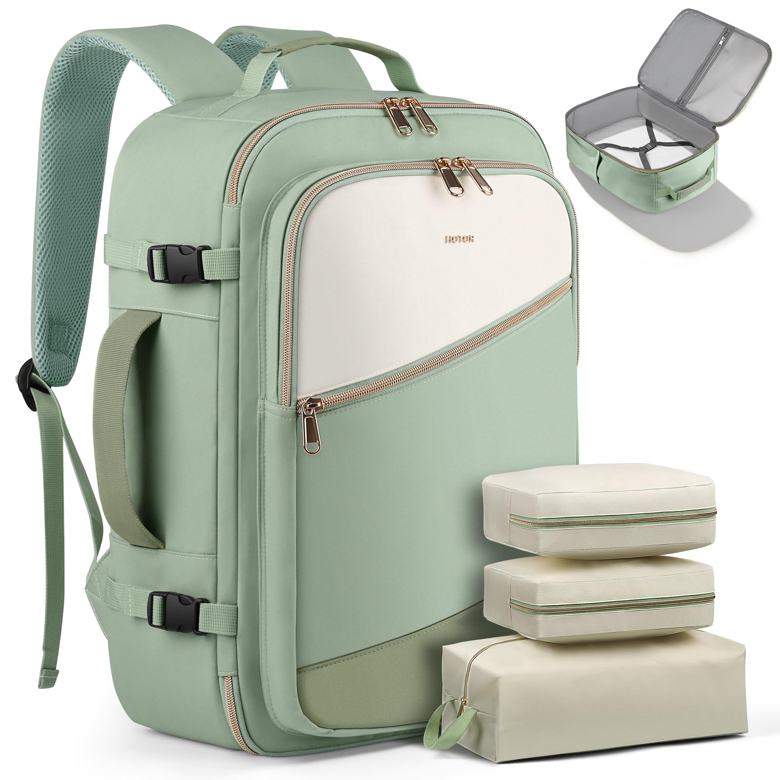 Travel Backpack for Women with 3 Packing Cubes TSA Laptop Bag