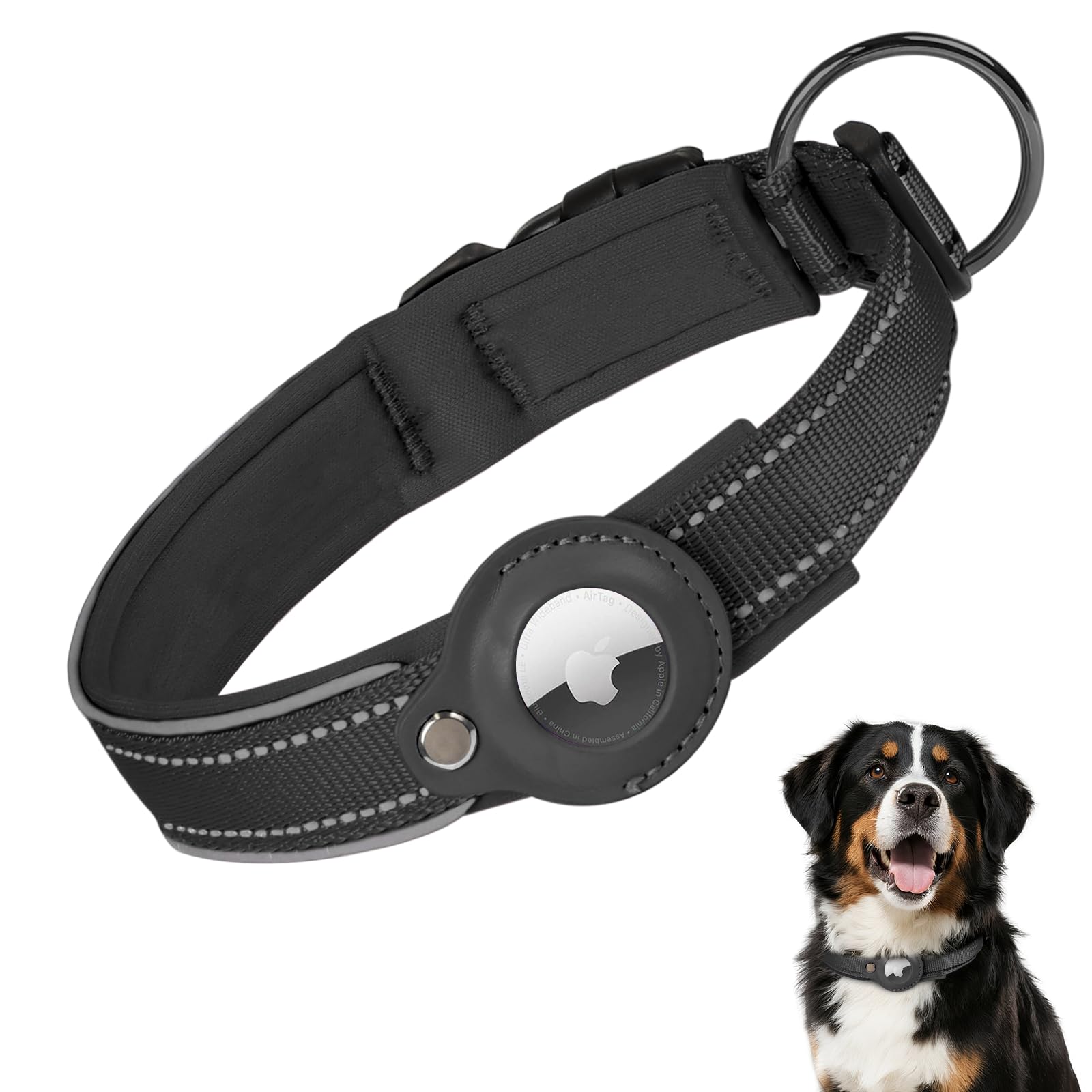 Upgraded AirTag Dog Collar with Holder, Reflective & Adjustable