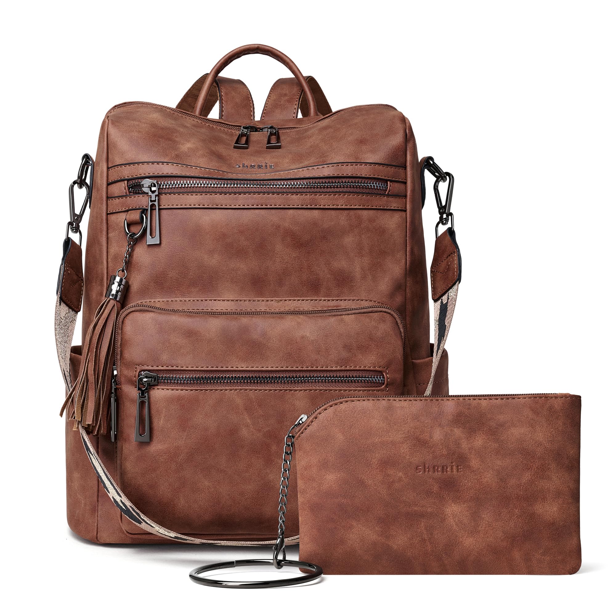 Vegan Leather Convertible Backpack Purse for Women with Laptop