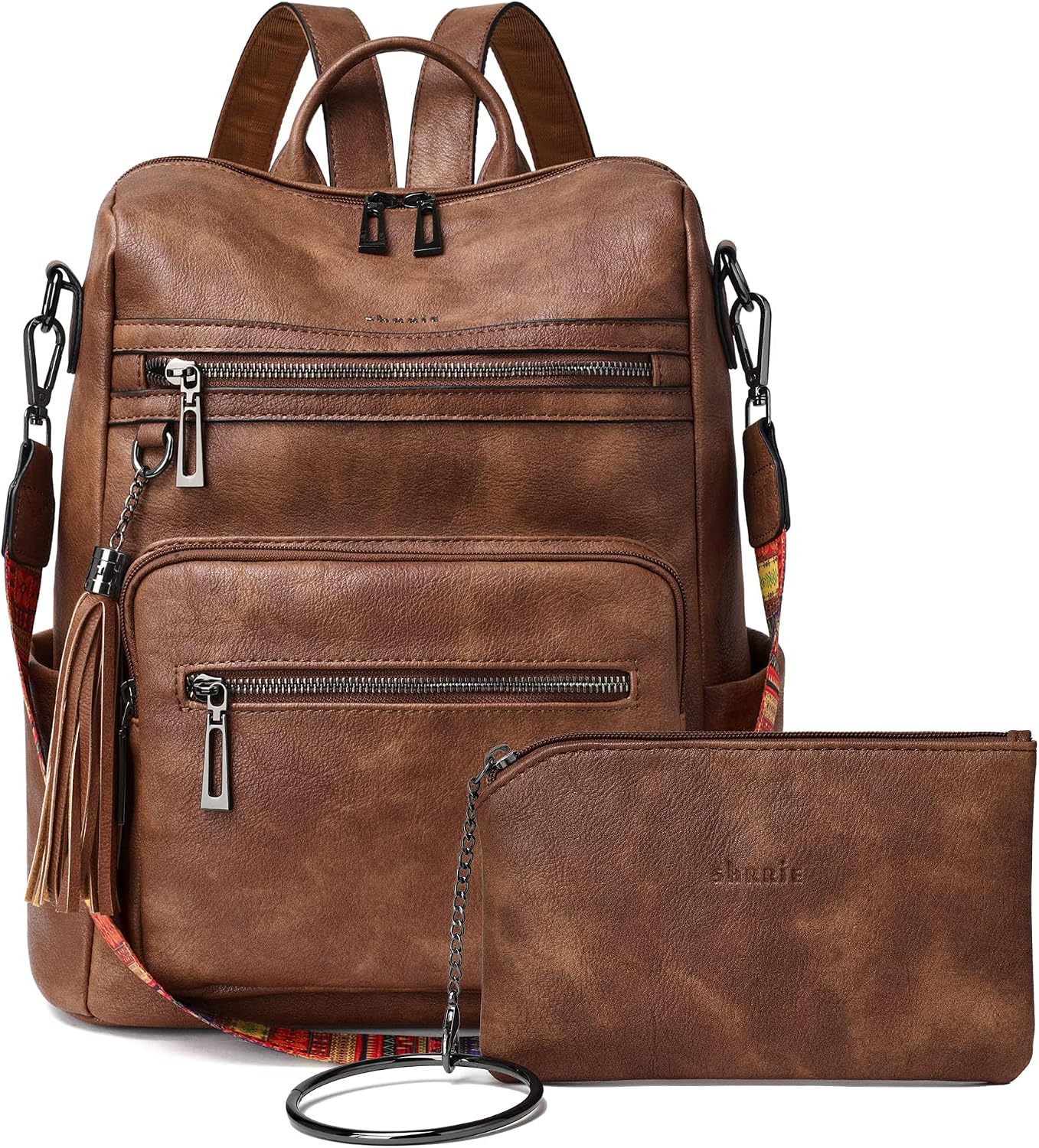 Vegan Leather Convertible Backpack Purse for Women with Laptop