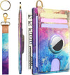 Wallet for Women with Wristlet Keychain: Secure Holder for Airtag, Premium Leather, Custom Pattern, RFID Blocking, Slim, Minimalist, Small - 8-11 Card Capacitiy | ID Window | Cash Pocket (Rainbow) - Abbycart