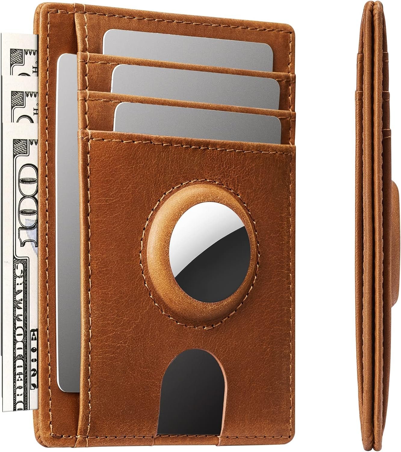 Wallet for Women with Wristlet Keychain: Secure Holder for Airtag, Premium Leather, Custom Pattern, RFID Blocking, Slim, Minimalist, Small - 8-11 Card Capacitiy | ID Window | Cash Pocket (Rainbow) - Abbycart