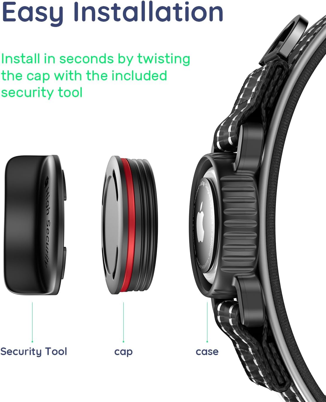 Waterproof AirTag Dog Collar Reflective Heavy Duty Adjustable