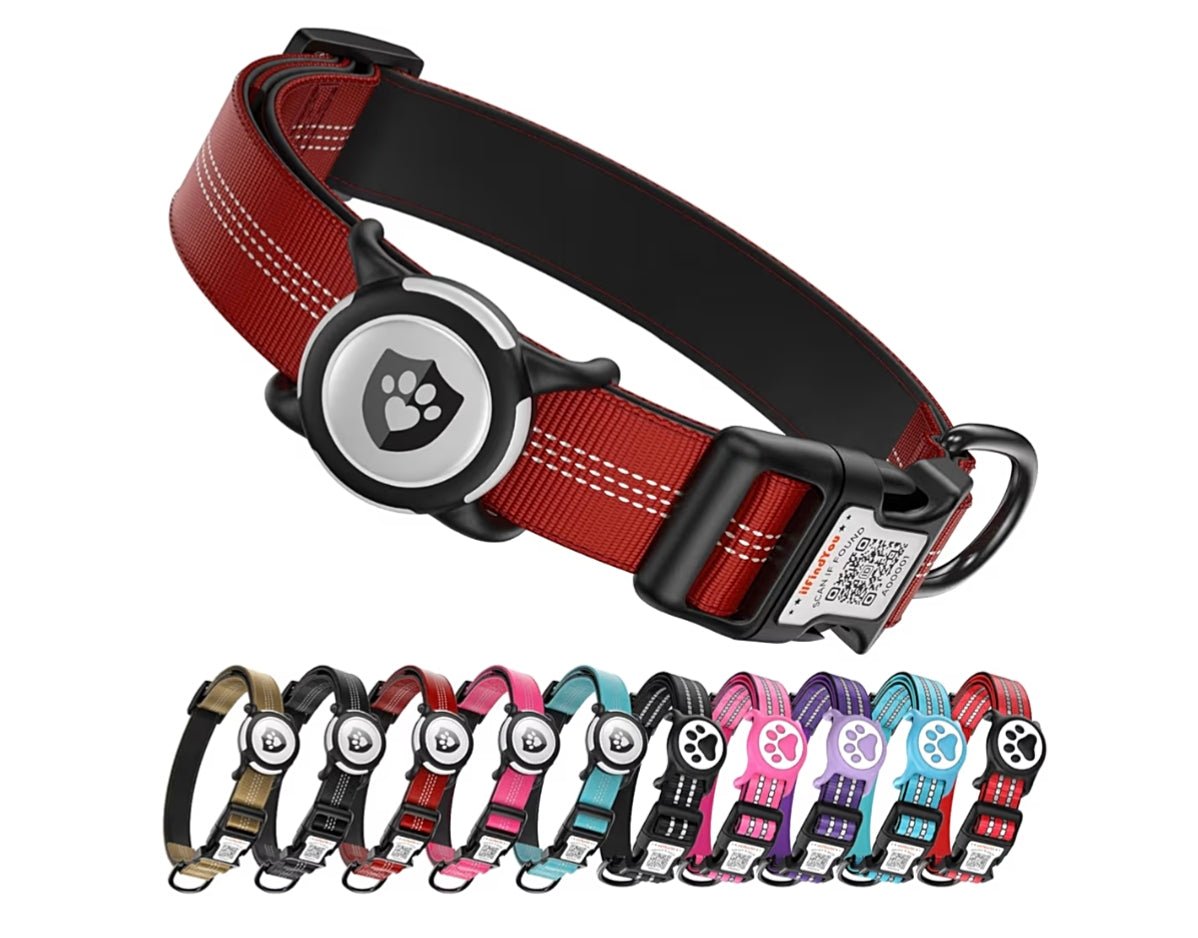 Waterproof AirTag Dog Collar Reflective Heavy Duty Adjustable