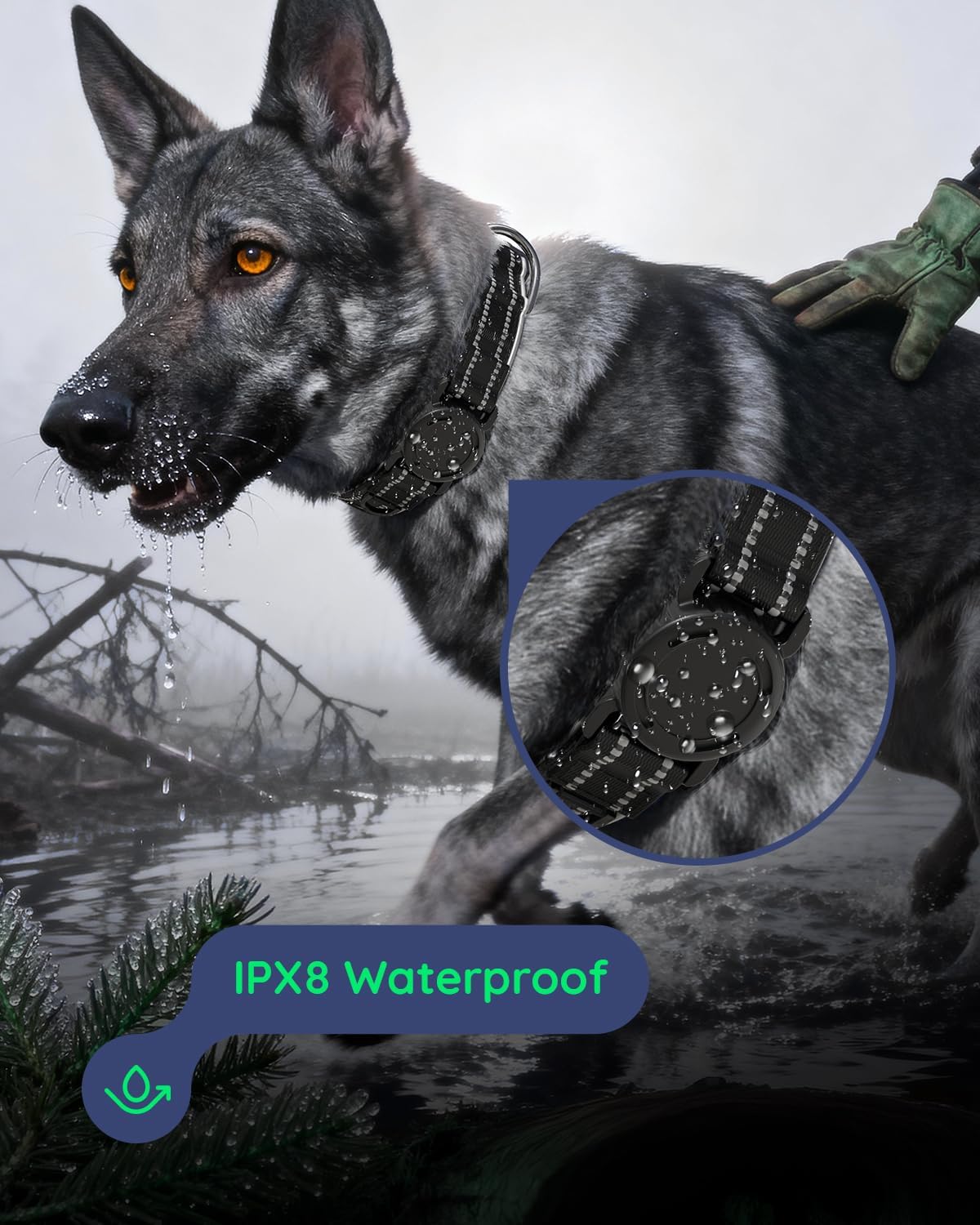 Waterproof AirTag Dog Collar Reflective Heavy Duty Adjustable