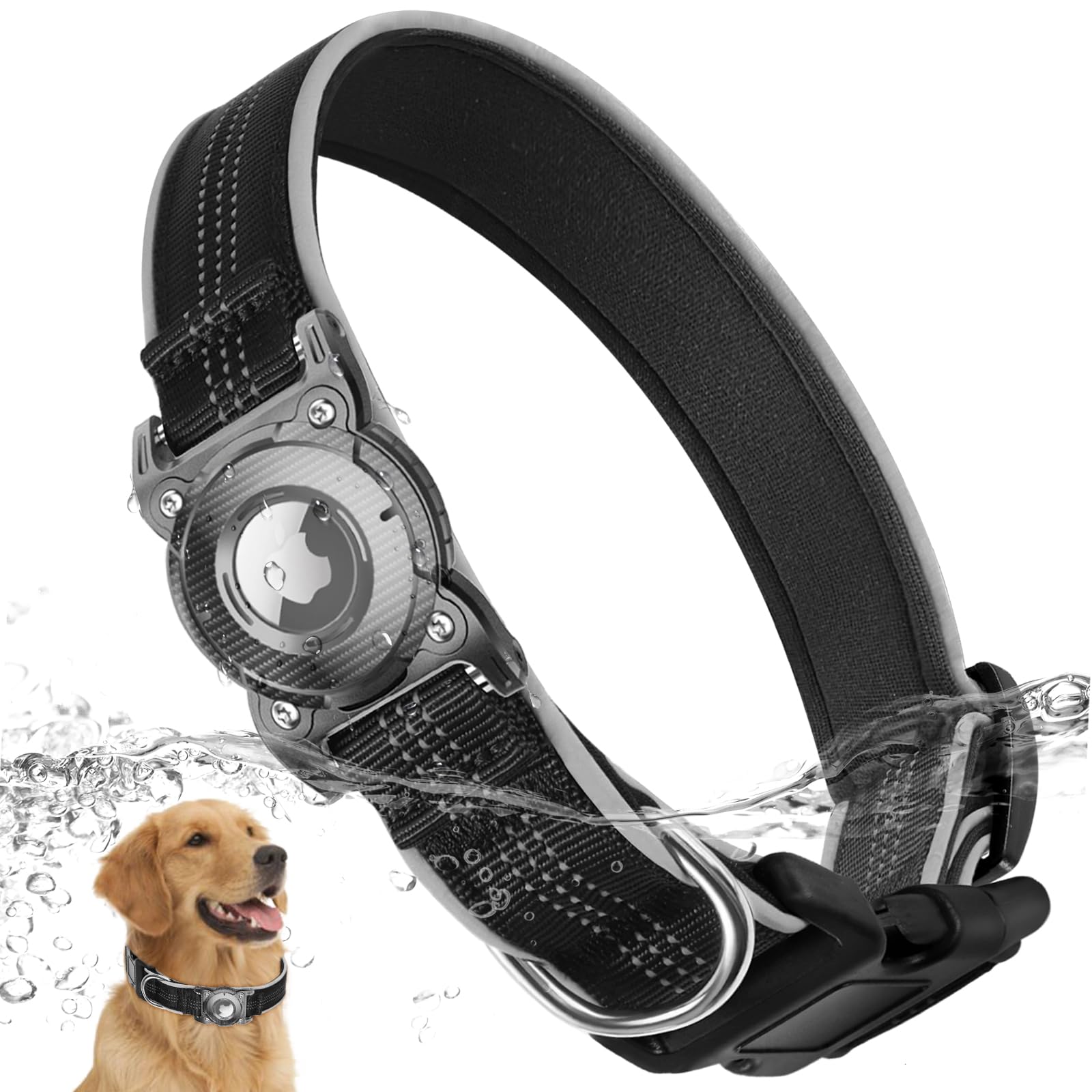 Waterproof AirTag Dog Collar – Reflective, Heavy - Duty & Padded for Small to Large Dogs - Abbycart
