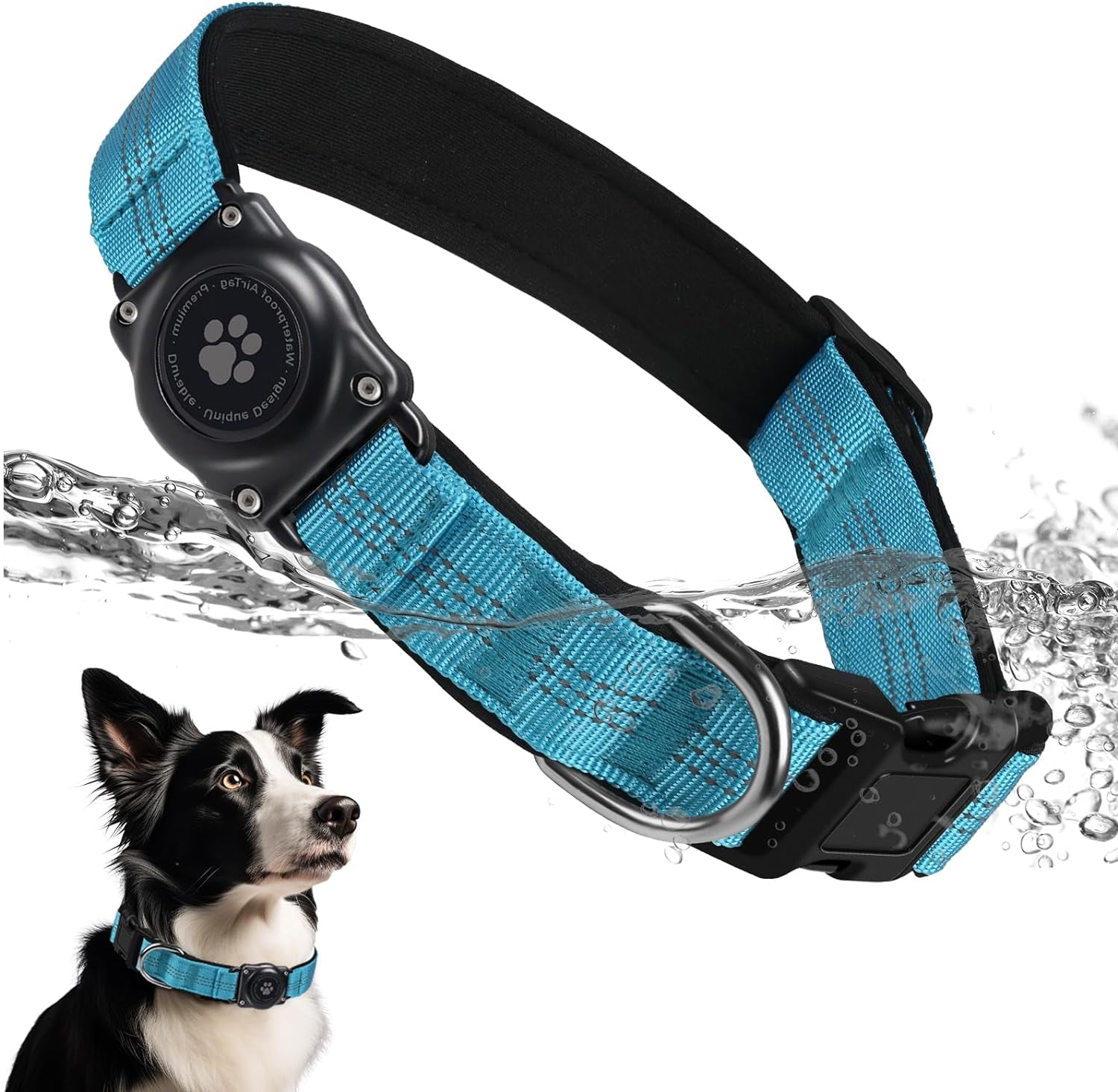 Waterproof Airtag Dog Collar – Reflective, Padded, Ultra - Durable AirTag Holder for Small, Medium, Large Dogs - Abbycart