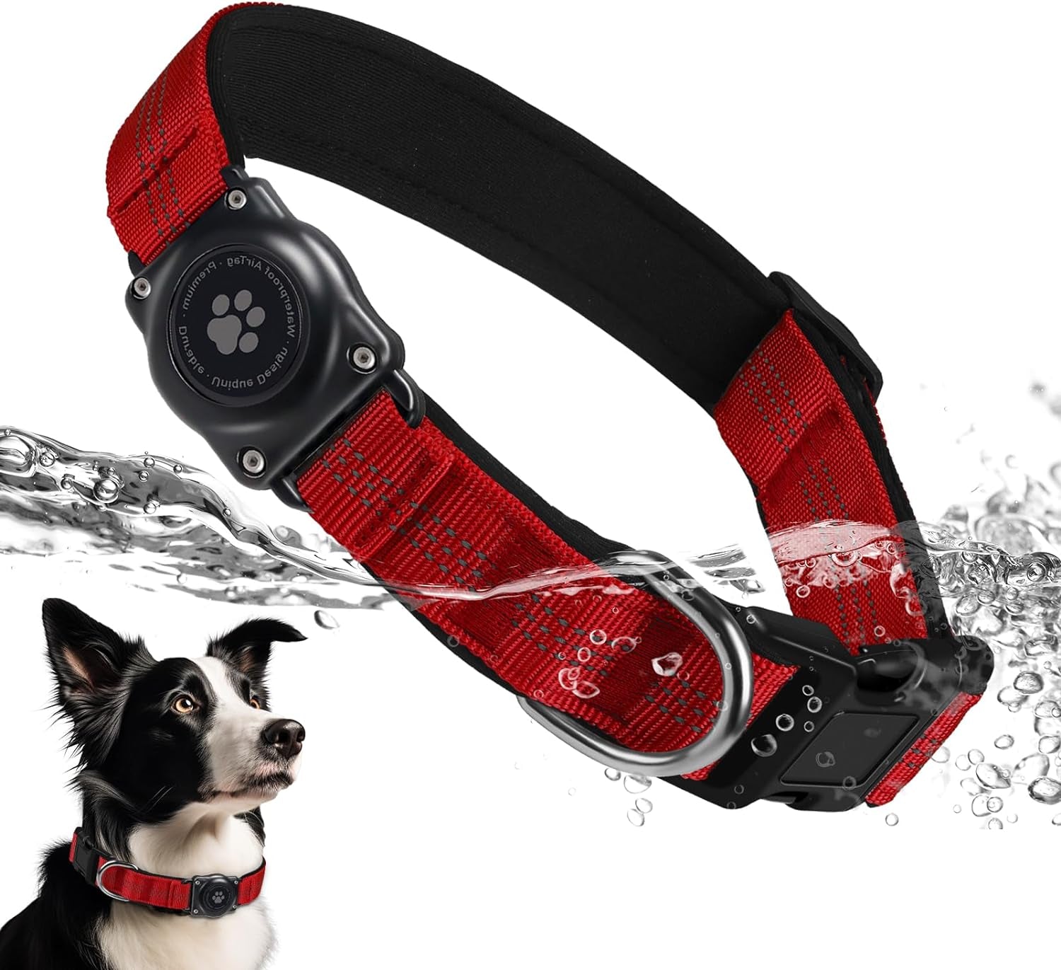 Waterproof Airtag Dog Collar – Reflective, Padded, Ultra - Durable AirTag Holder for Small, Medium, Large Dogs - Abbycart