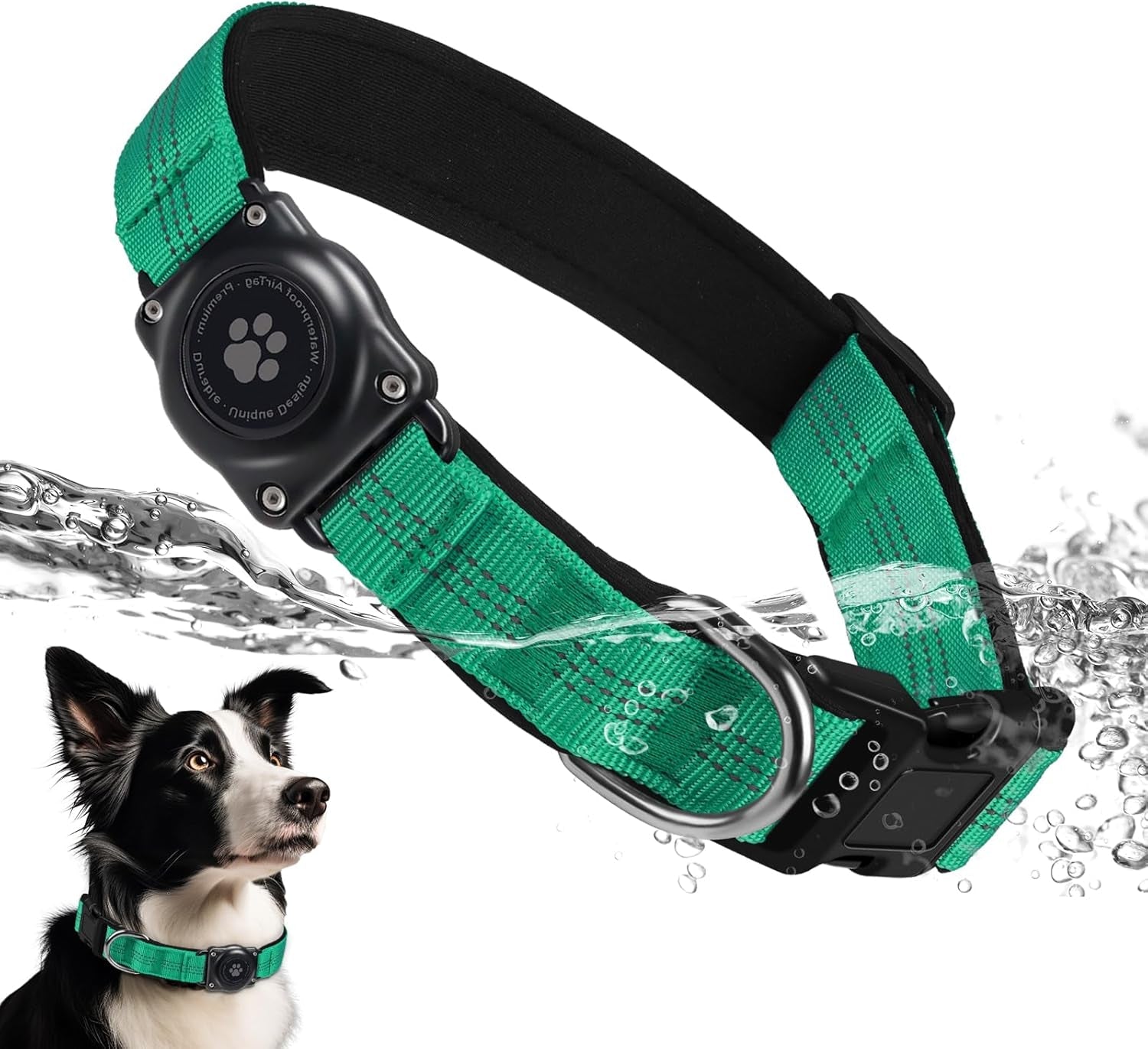 Waterproof Airtag Dog Collar – Reflective, Padded, Ultra - Durable AirTag Holder for Small, Medium, Large Dogs - Abbycart