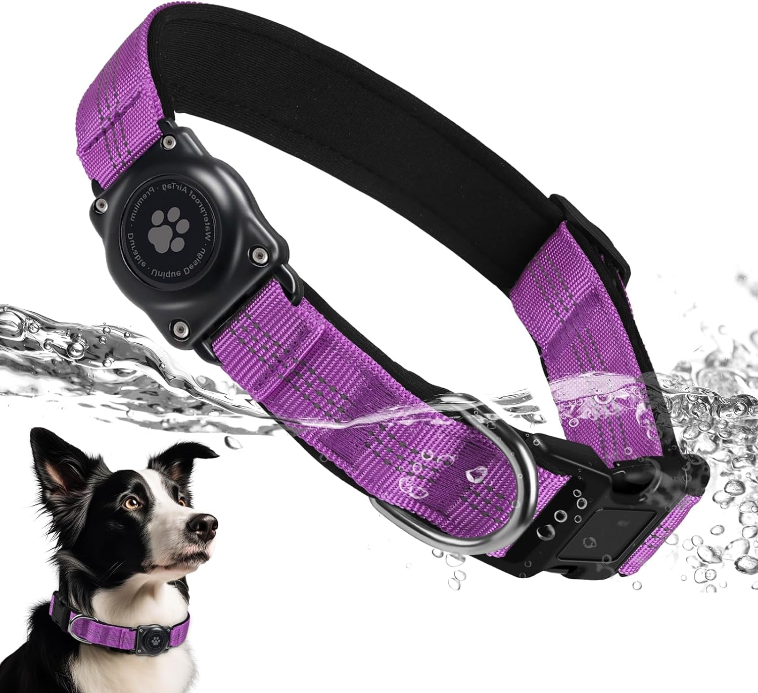 Waterproof Airtag Dog Collar – Reflective, Padded, Ultra - Durable AirTag Holder for Small, Medium, Large Dogs - Abbycart