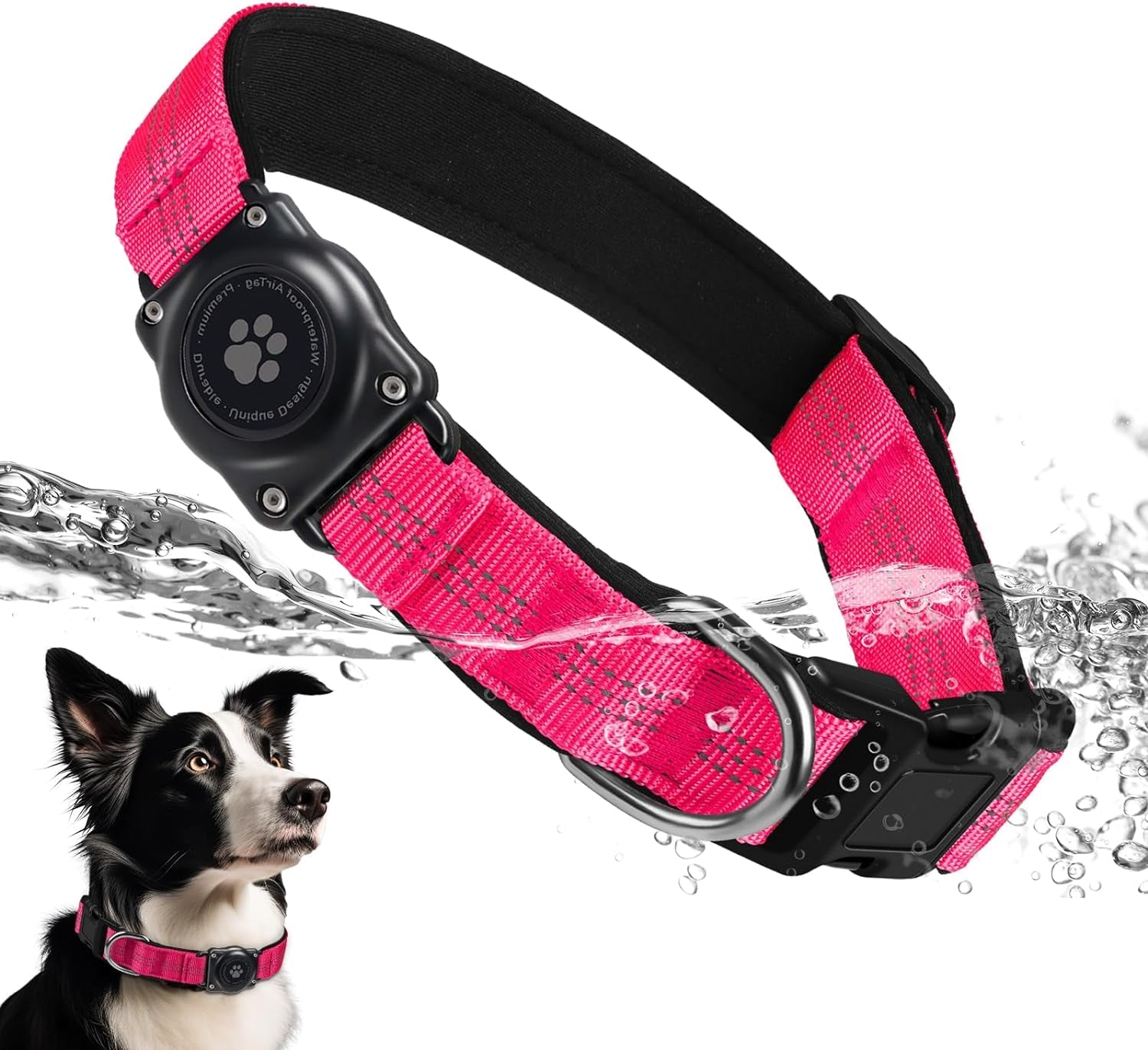 Waterproof Airtag Dog Collar – Reflective, Padded, Ultra - Durable AirTag Holder for Small, Medium, Large Dogs - Abbycart