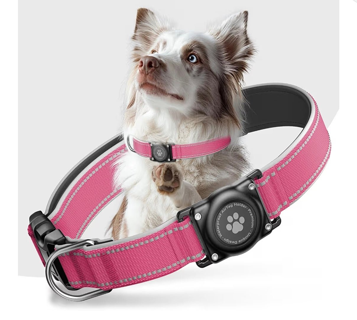 Waterproof AirTag Dog Collar with Reflective Design | Secure & Adjustable