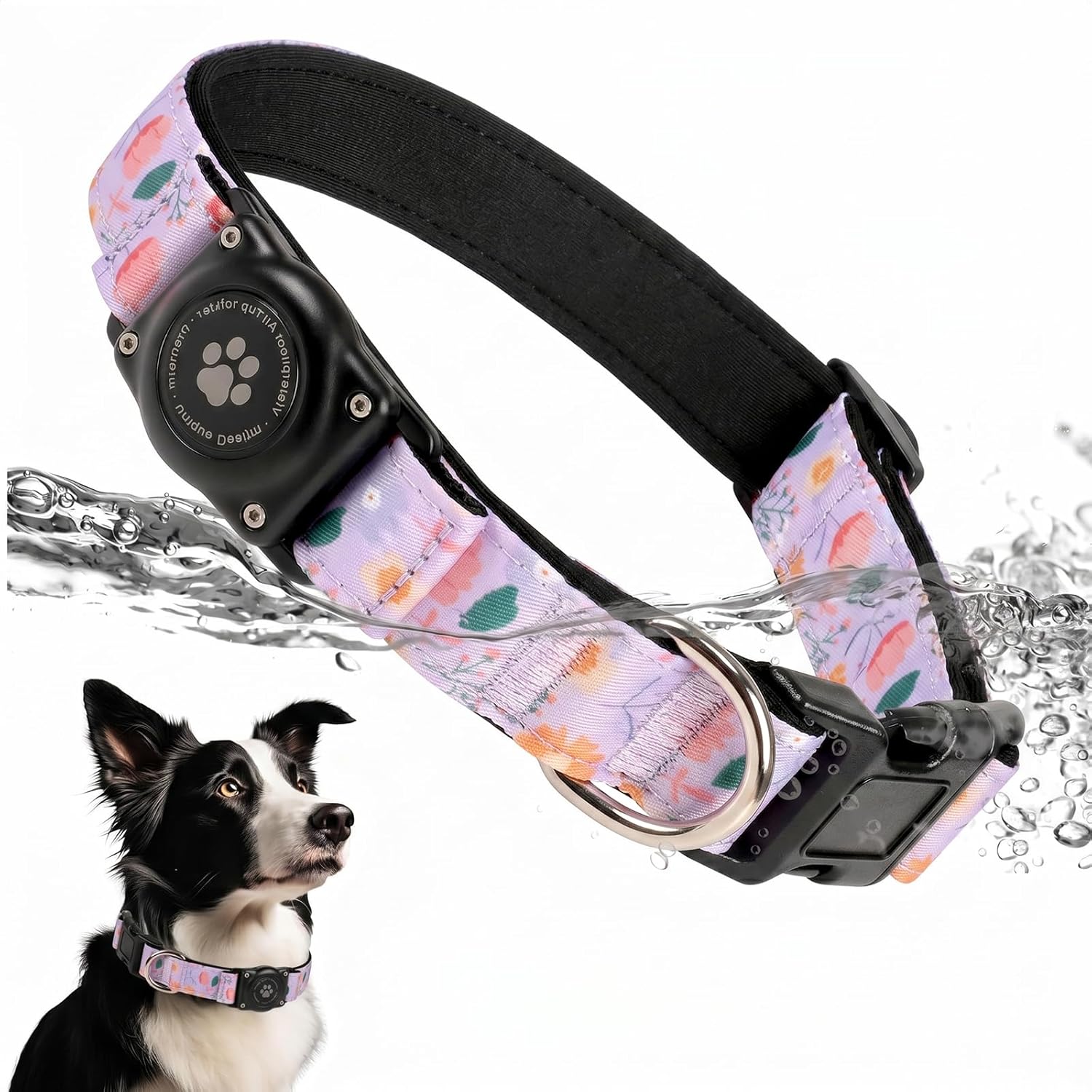 Waterproof AirTag Dog Collar with Reflective Padding & Secure Holder
