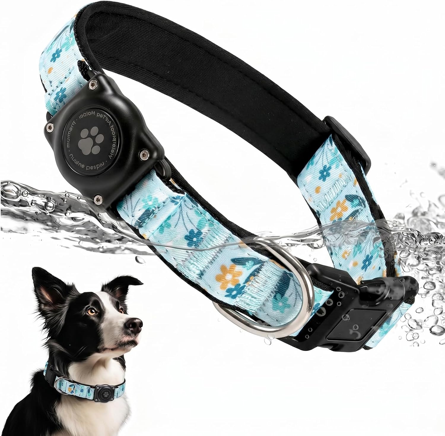 Waterproof AirTag Dog Collar with Reflective Padding & Secure Holder