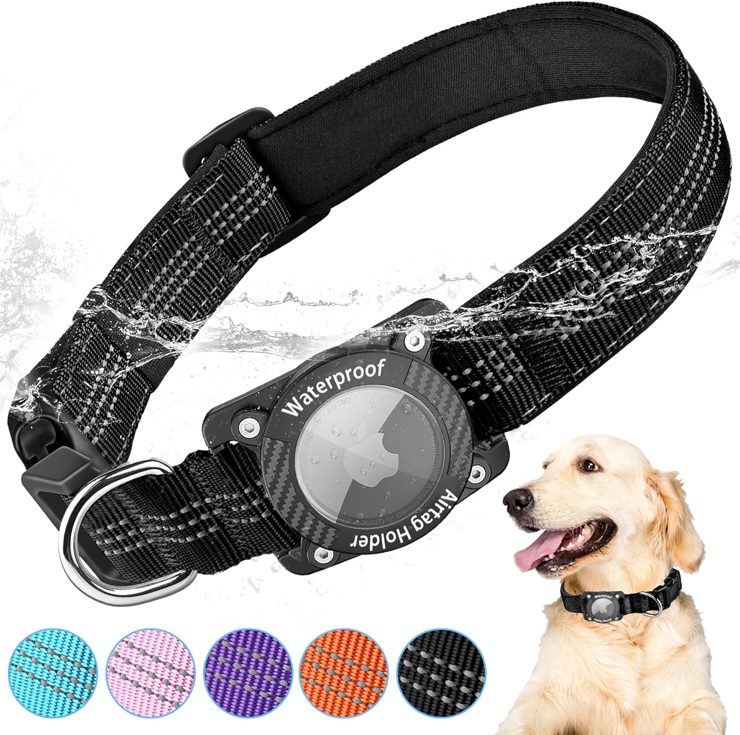 Waterproof AirTag Dog Collar with Reflective Strap - Abbycart