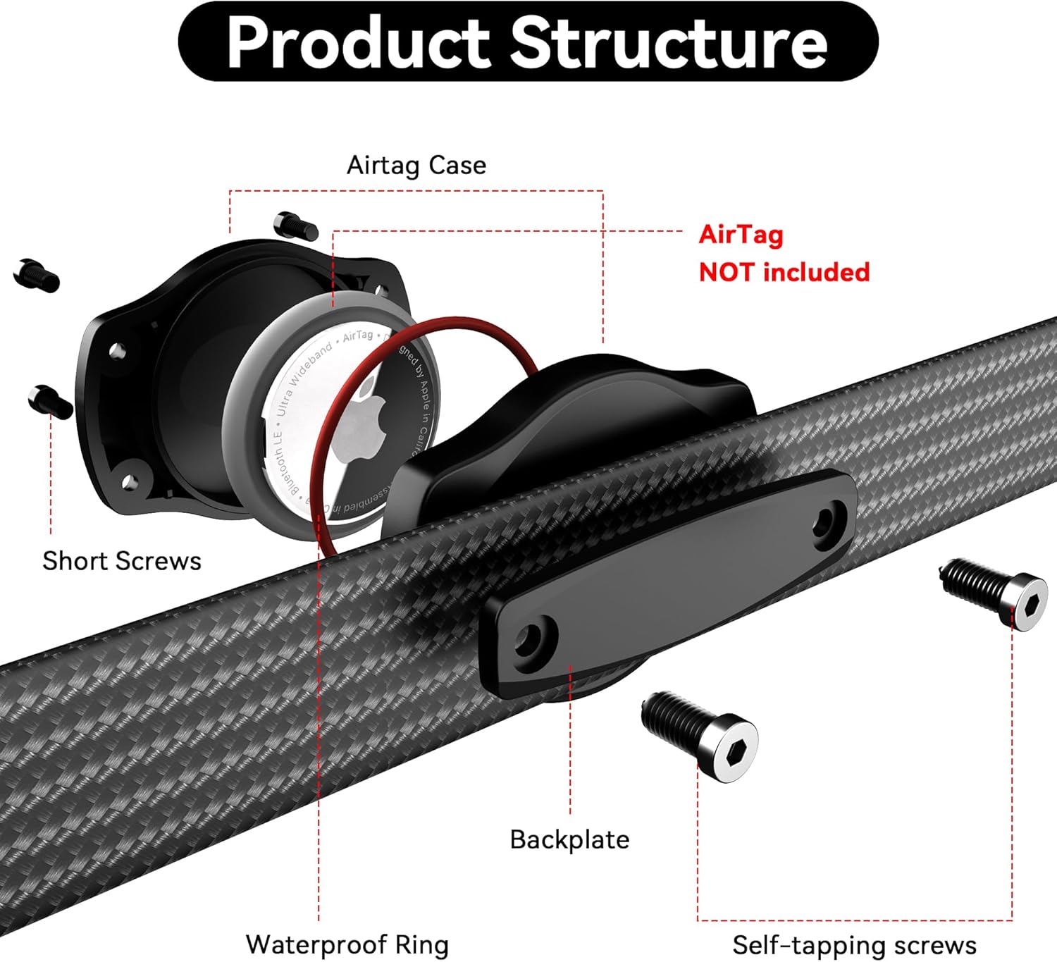 Waterproof AirTag Strap Mount – Carbon Fiber Holder for Bags & Gear - Abbycart