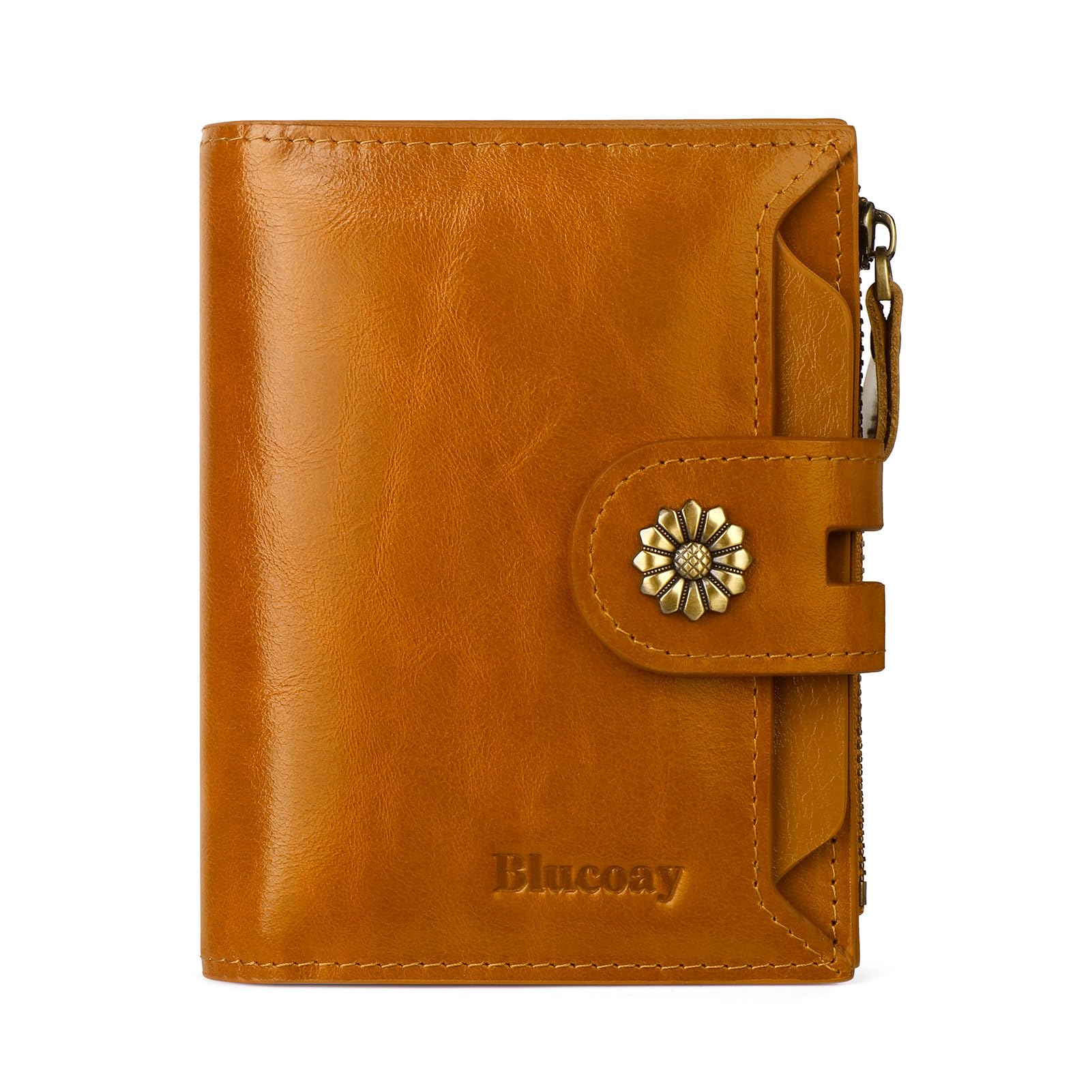 Women Leather Wallet RFID Blocking Compact Bifold Card Holder