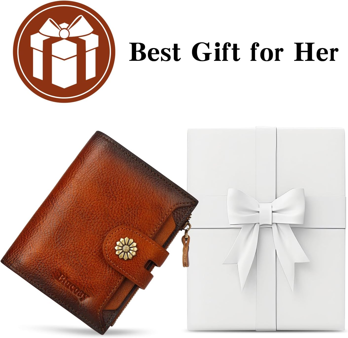 Women Leather Wallet RFID Blocking Compact Bifold Card Holder