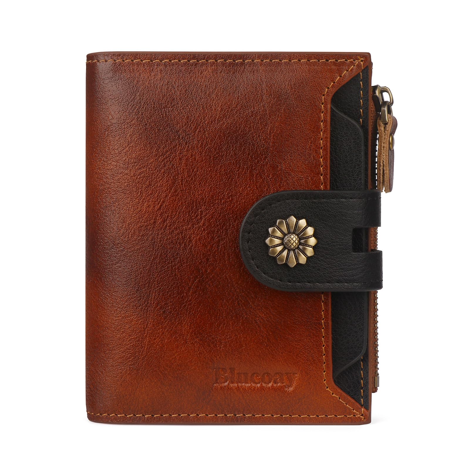 Women Leather Wallet RFID Blocking Compact Bifold Card Holder