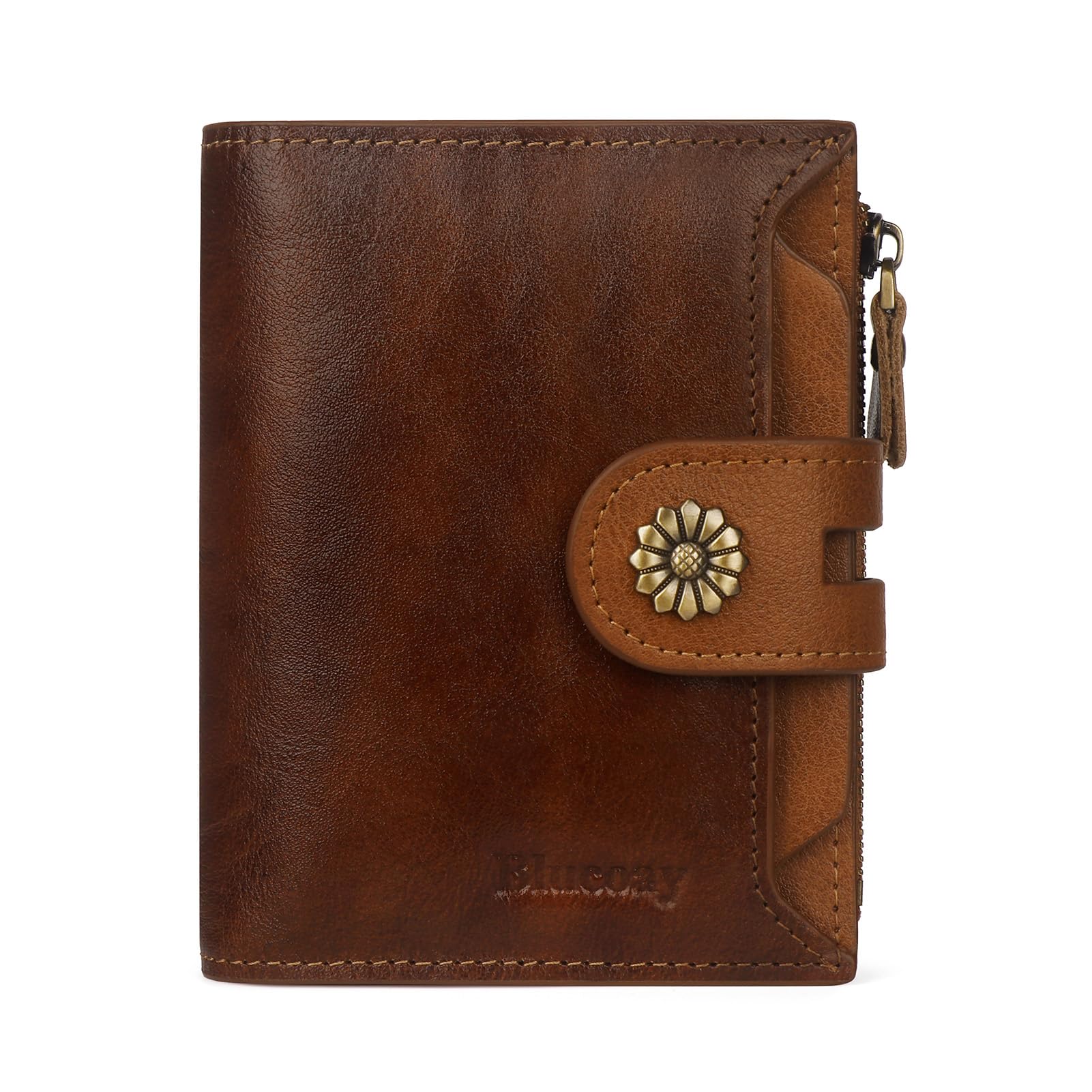 Women Leather Wallet RFID Blocking Compact Bifold Card Holder