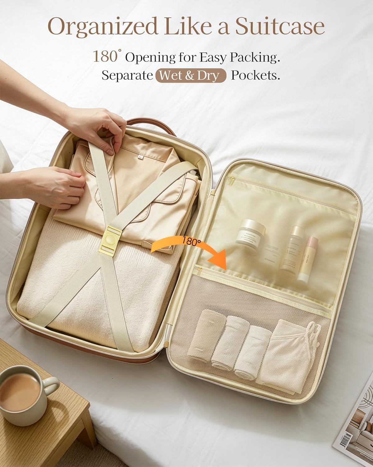 Quilted Travel Backpack with Hot Hair Travel Bag, 4-Piece Set