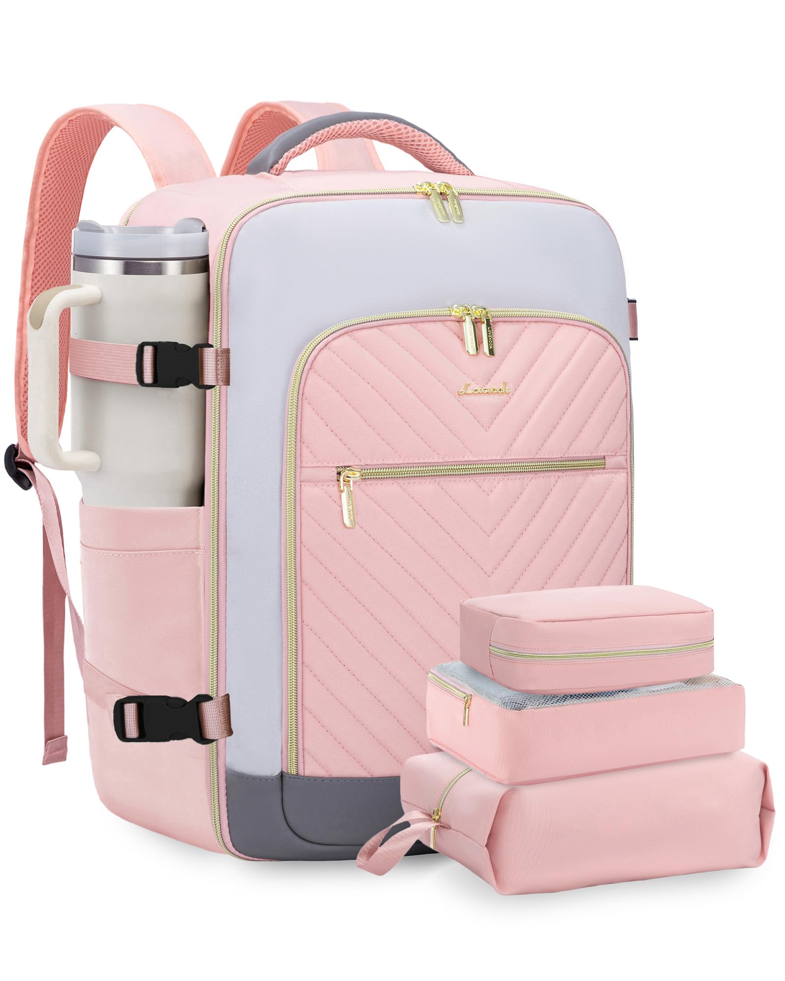 Women’s 40L Carry On Travel Backpack with Laptop Sleeve & Packing Cubes