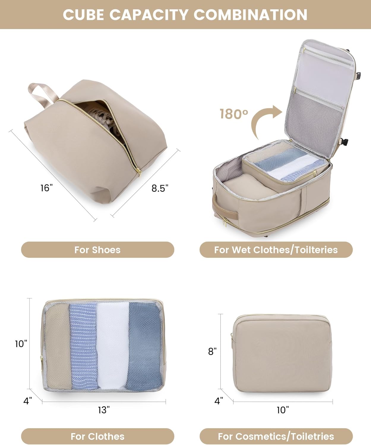 LOVEVOOK Large Travel Backpack for Women, TSA Carry on Backpack for Airplanes, 40L Personal Item Travel Bag for Women fits 17" Laptop,Waterproof Carry on Bag Airplane Approved with 3 Packing Cubes