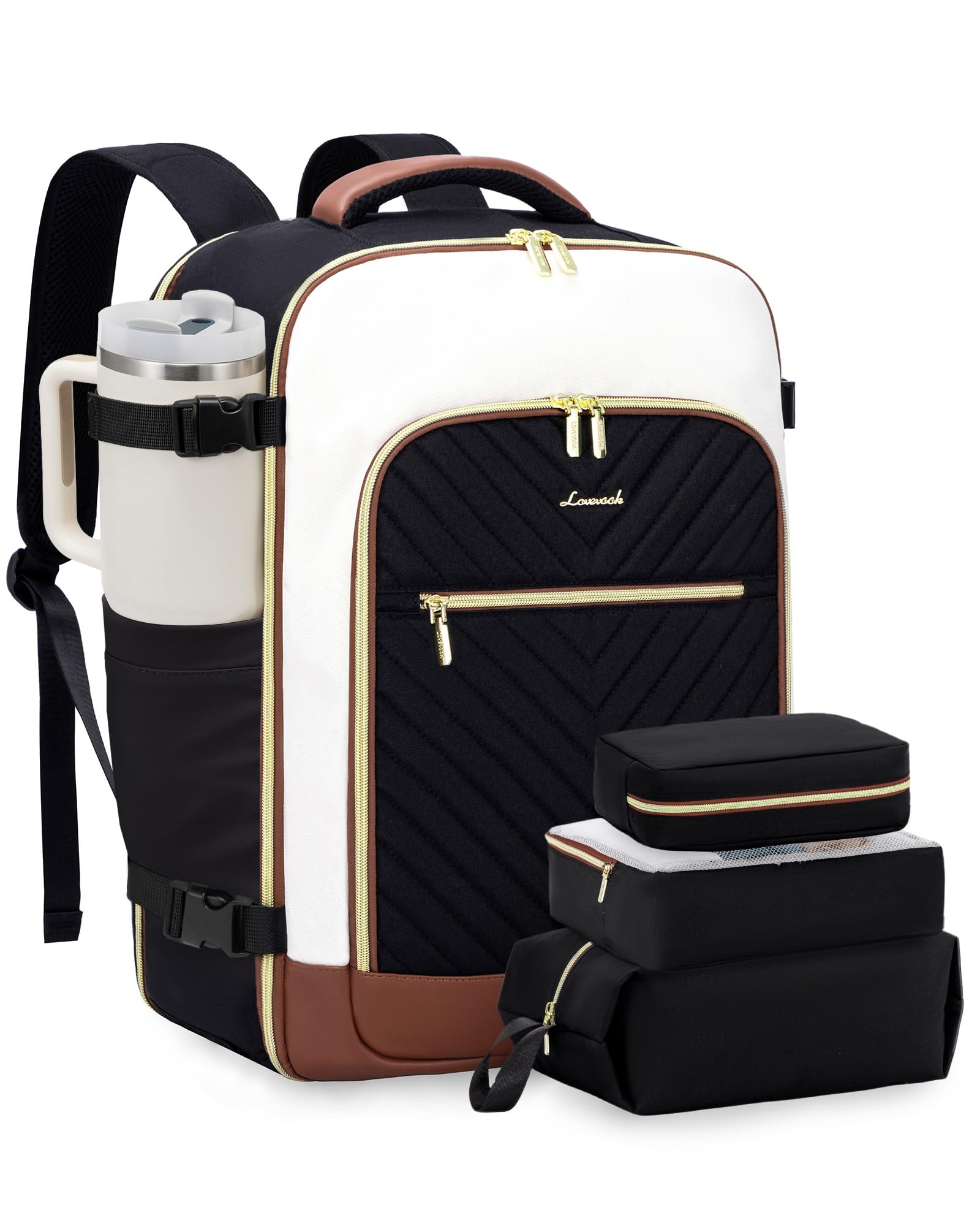 Women’s 40L Carry On Travel Backpack with Laptop Sleeve & Packing Cubes