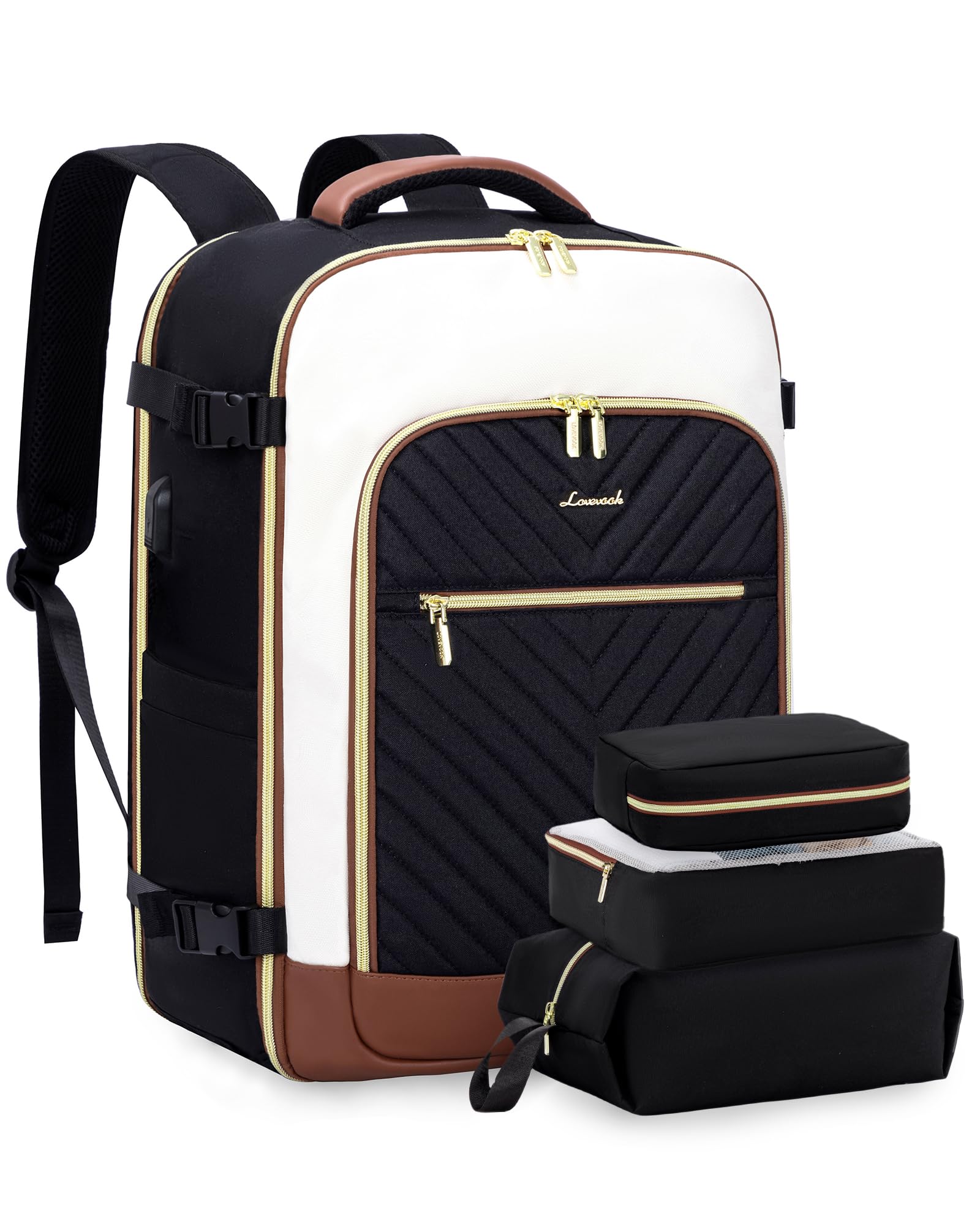 Women’s 40L Carry On Travel Backpack with Laptop Sleeve & Packing Cubes