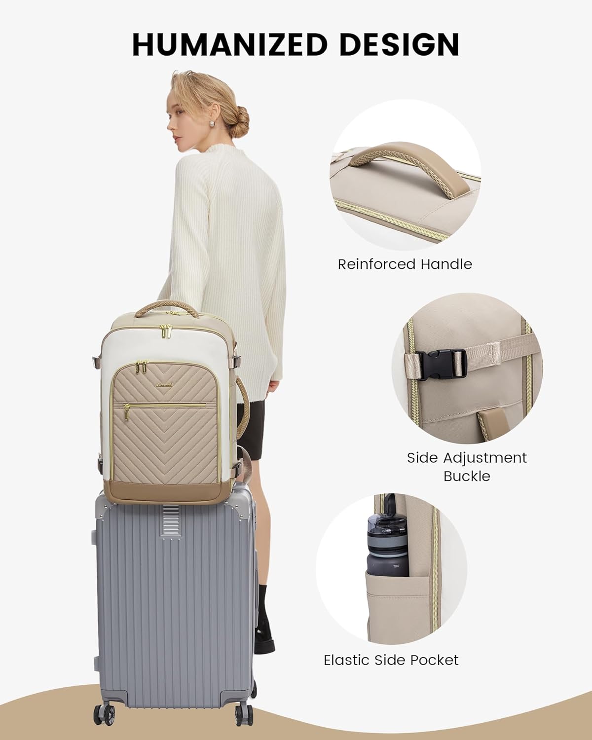 LOVEVOOK Large Travel Backpack for Women, TSA Carry on Backpack for Airplanes, 40L Personal Item Travel Bag for Women fits 17" Laptop,Waterproof Carry on Bag Airplane Approved with 3 Packing Cubes