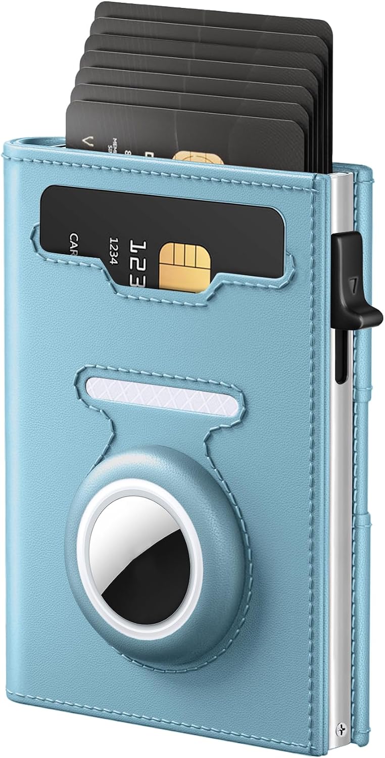 Women's AirTag RFID Wallet, Slim Trifold Pop-Up Card Holder with ID
