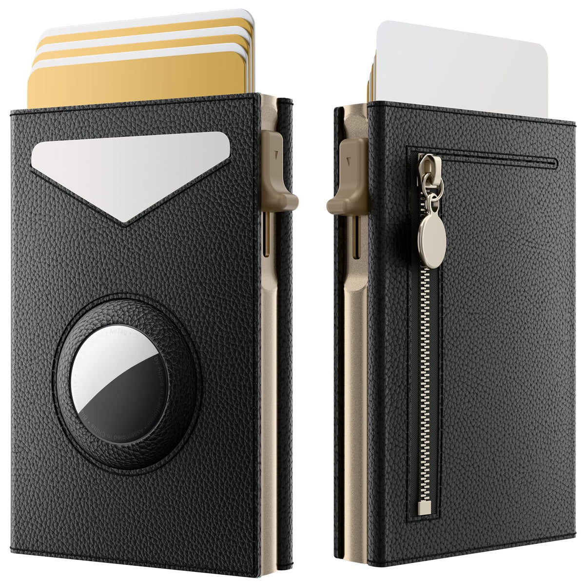 Women's AirTag Wallet, RFID Leather Pop-Up Holder, Slim Trifold Design