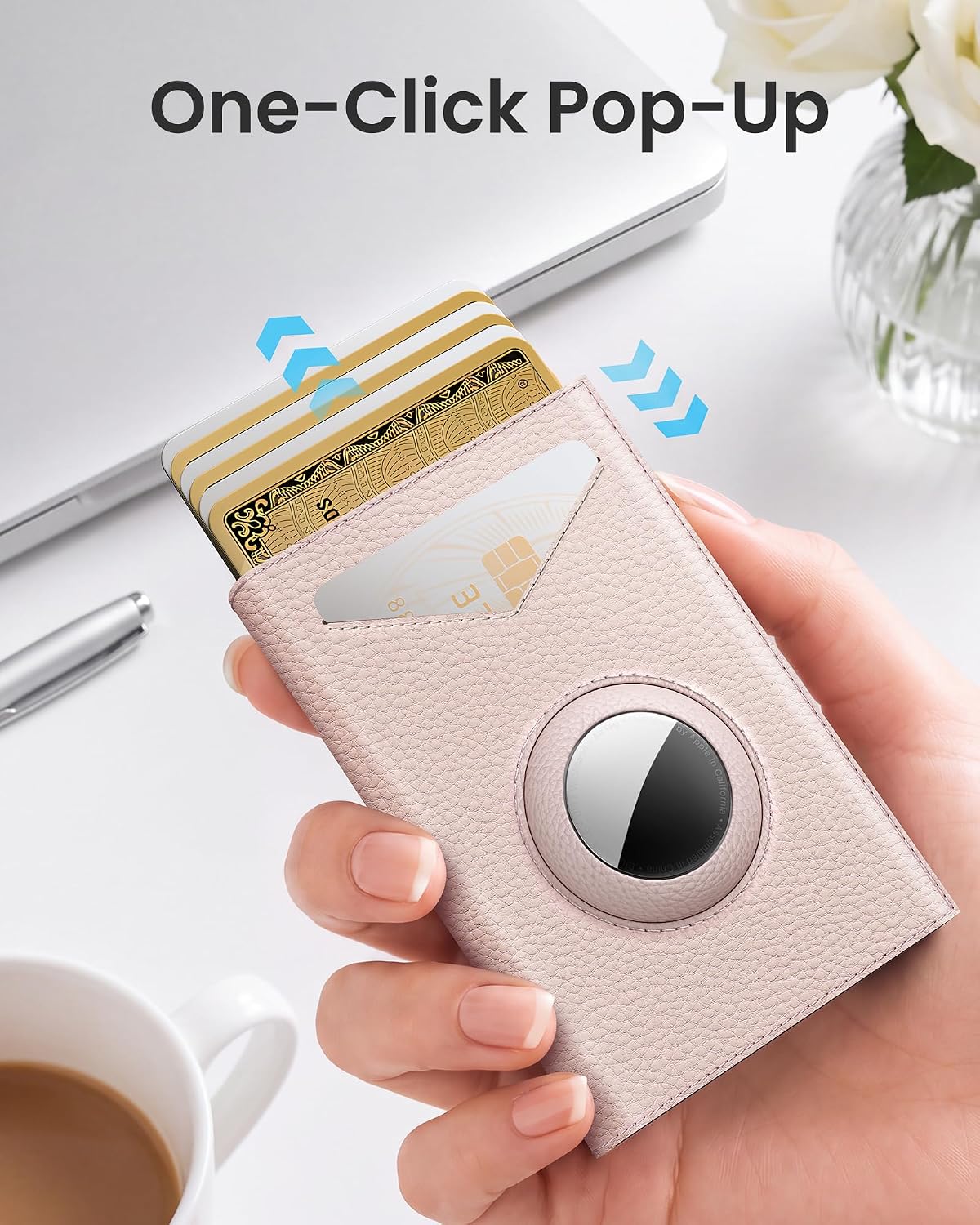 typecase Small Women Wallet for AirTag, Slim RFID Genuine Leather Wallet