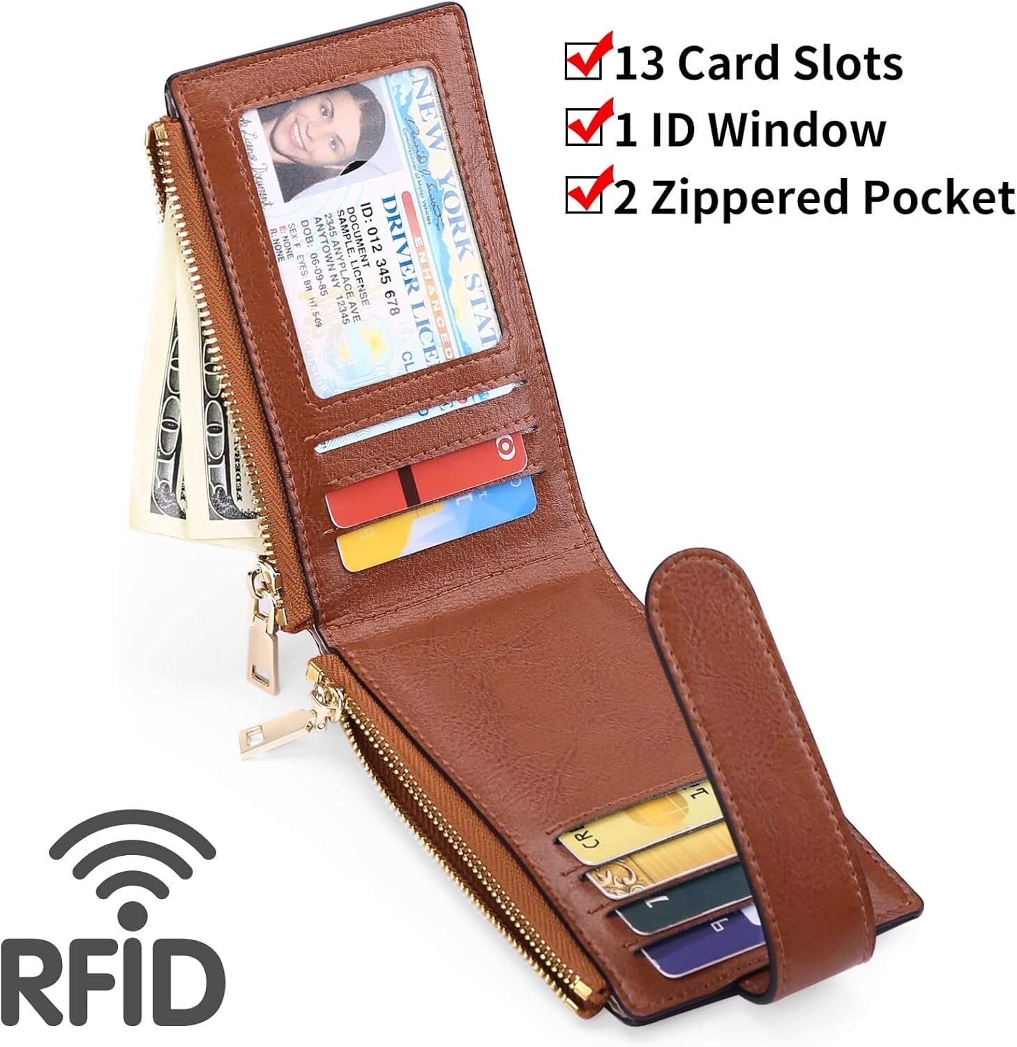 Women's AirTag Wallet: Stylish Leather Bifold with Credit Card Holder & AirTag Case - Abbycart