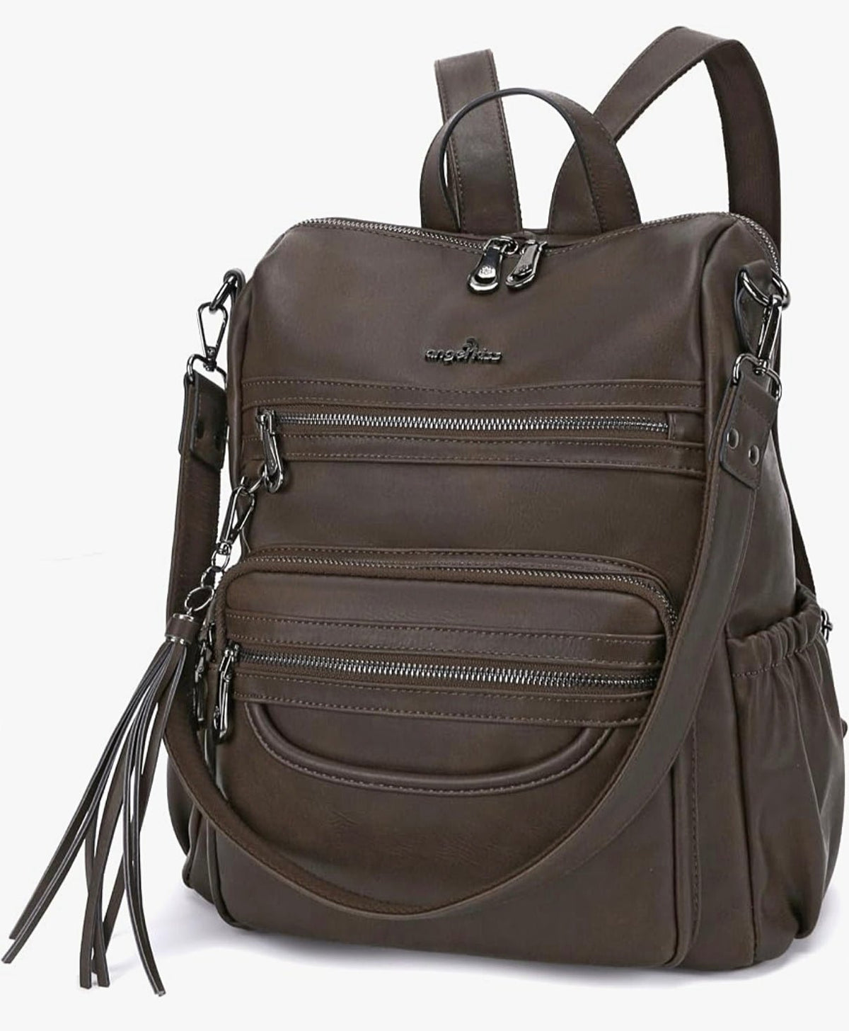 Women’s Leather Backpack & Shoulder Bag – Casual Zipper Purse