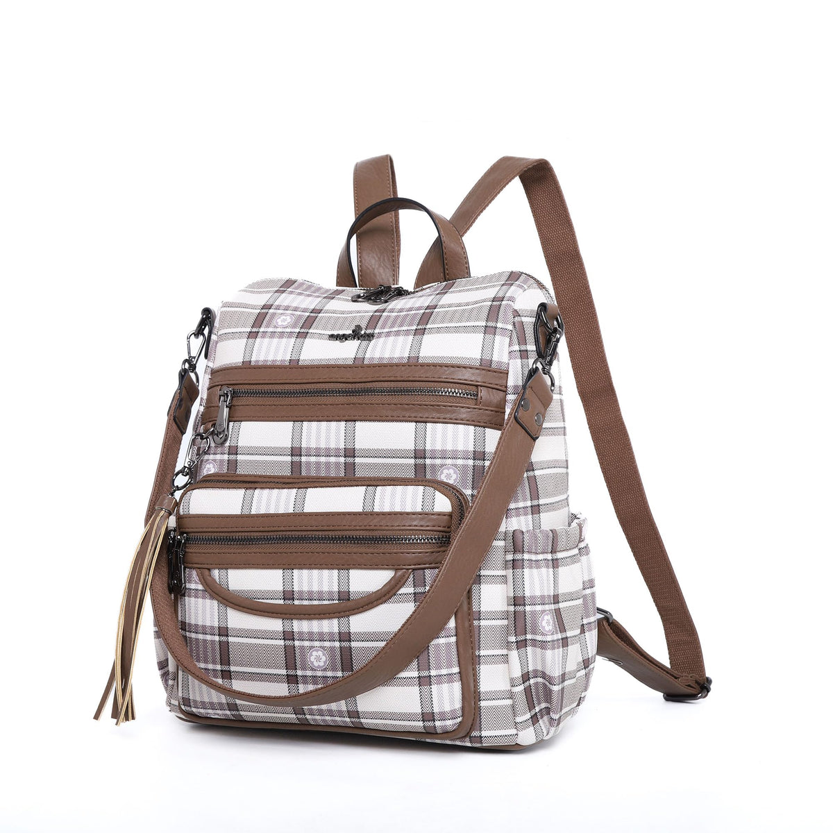Women’s Leather Backpack & Shoulder Bag – Casual Zipper Purse