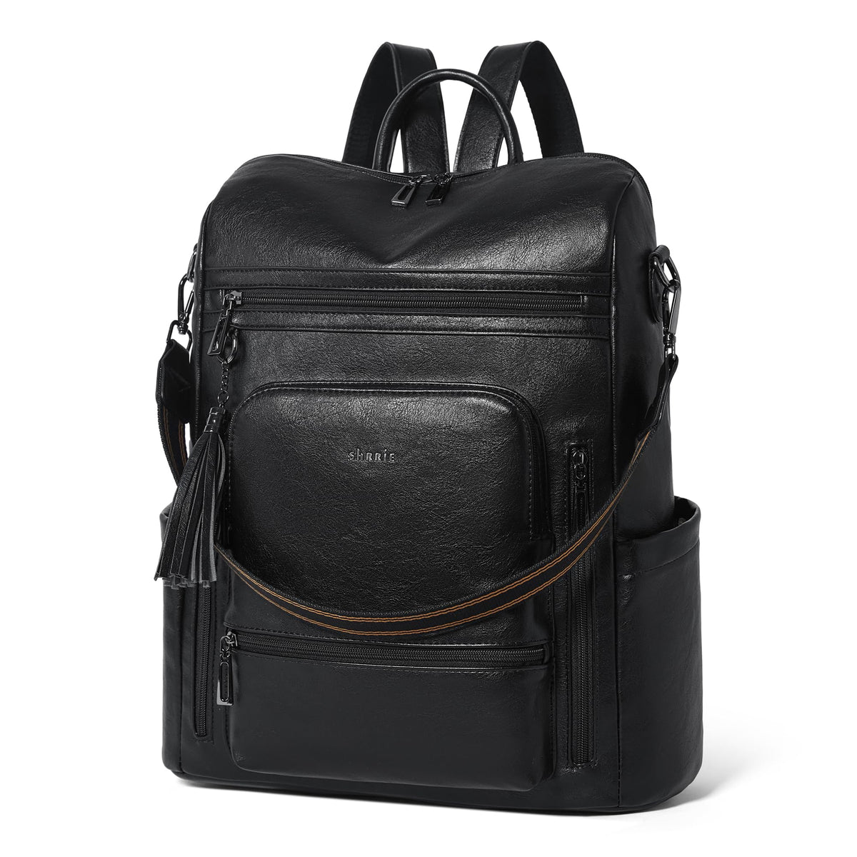 Leather Laptop Backpack Purse for Women 15.6 Inch with 9 Pockets