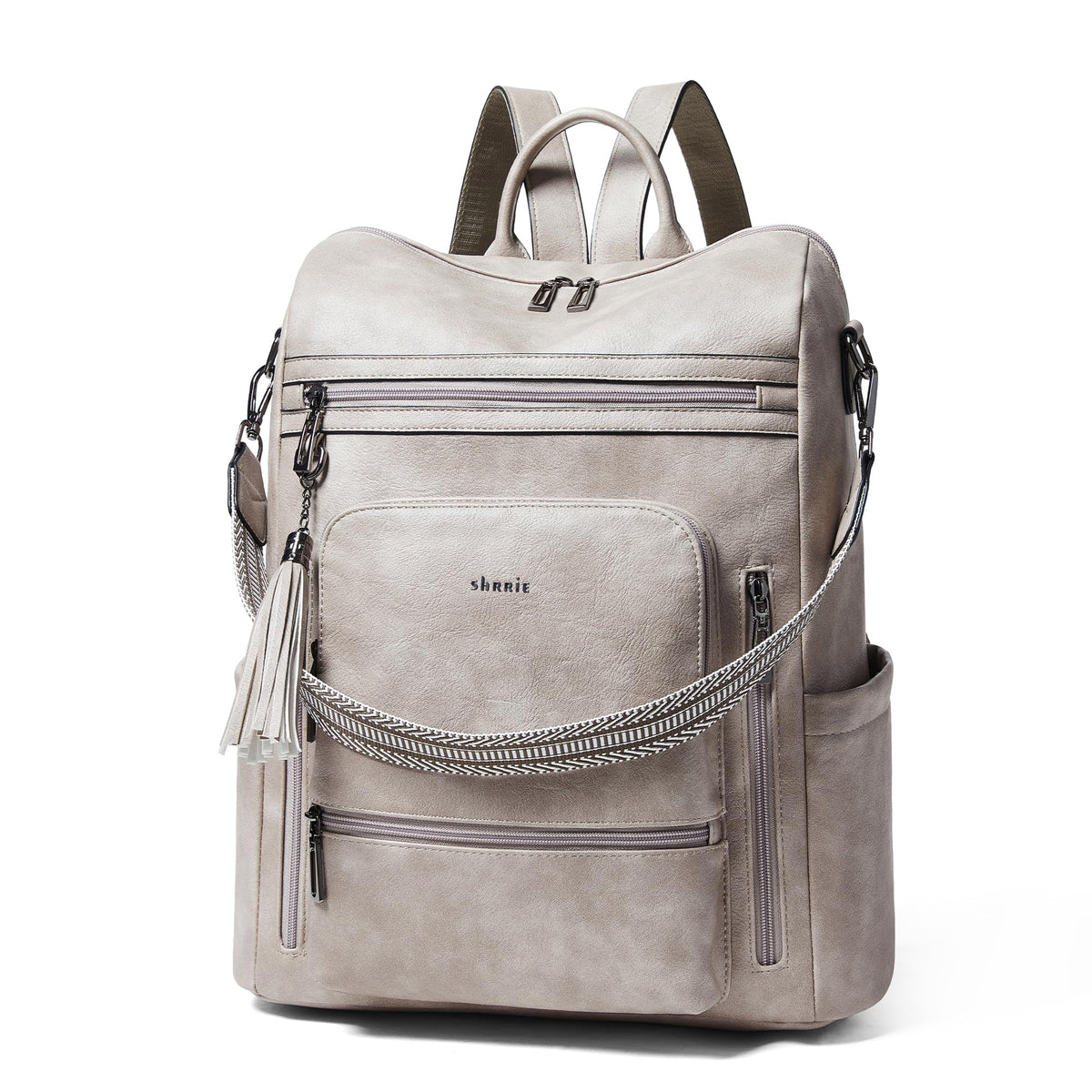 Leather Laptop Backpack Purse for Women 15.6 Inch with 9 Pockets