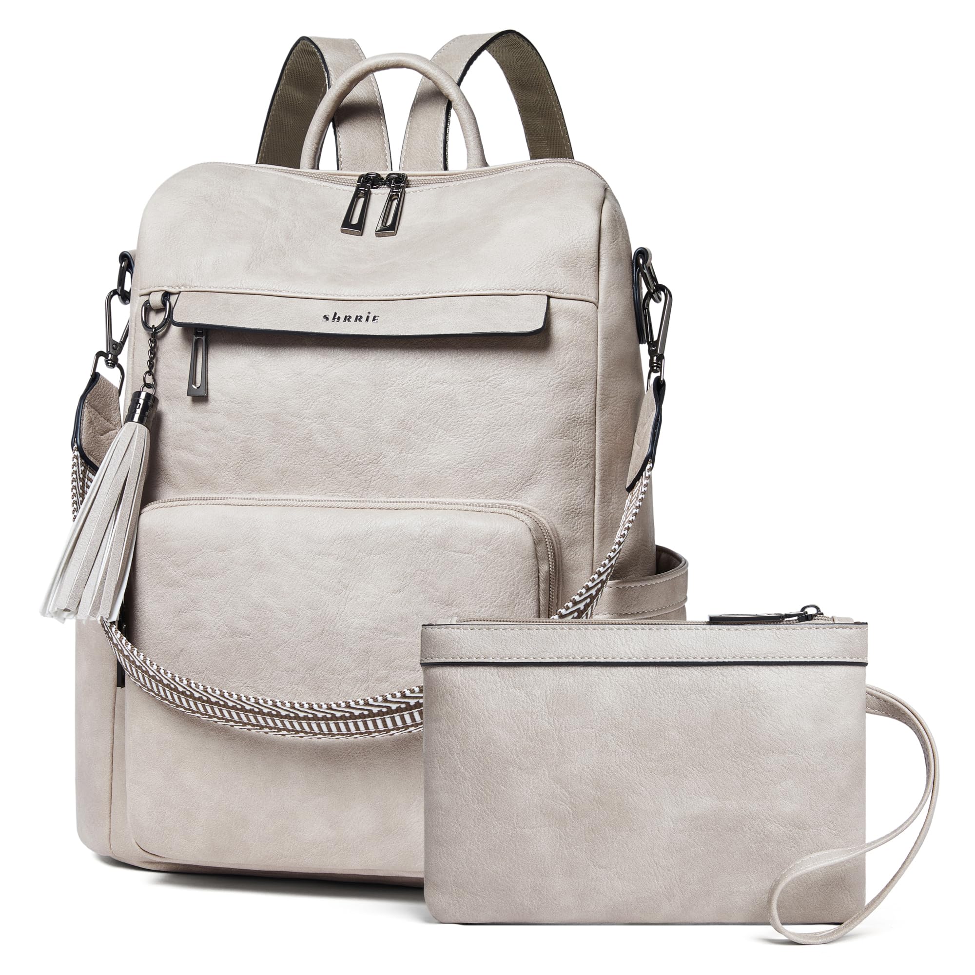 Leather Laptop Backpack Purse for Women 15.6 Inch with 9 Pockets