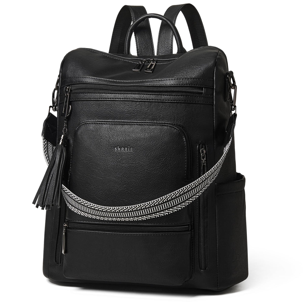 Leather Laptop Backpack Purse for Women 15.6 Inch with 9 Pockets