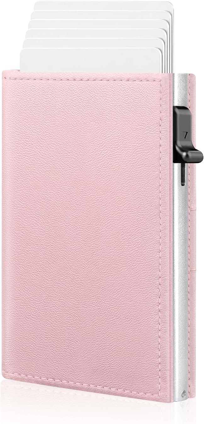Women's Purple RFID Wallet with Pop-Up Holder, Slim Trifold Design