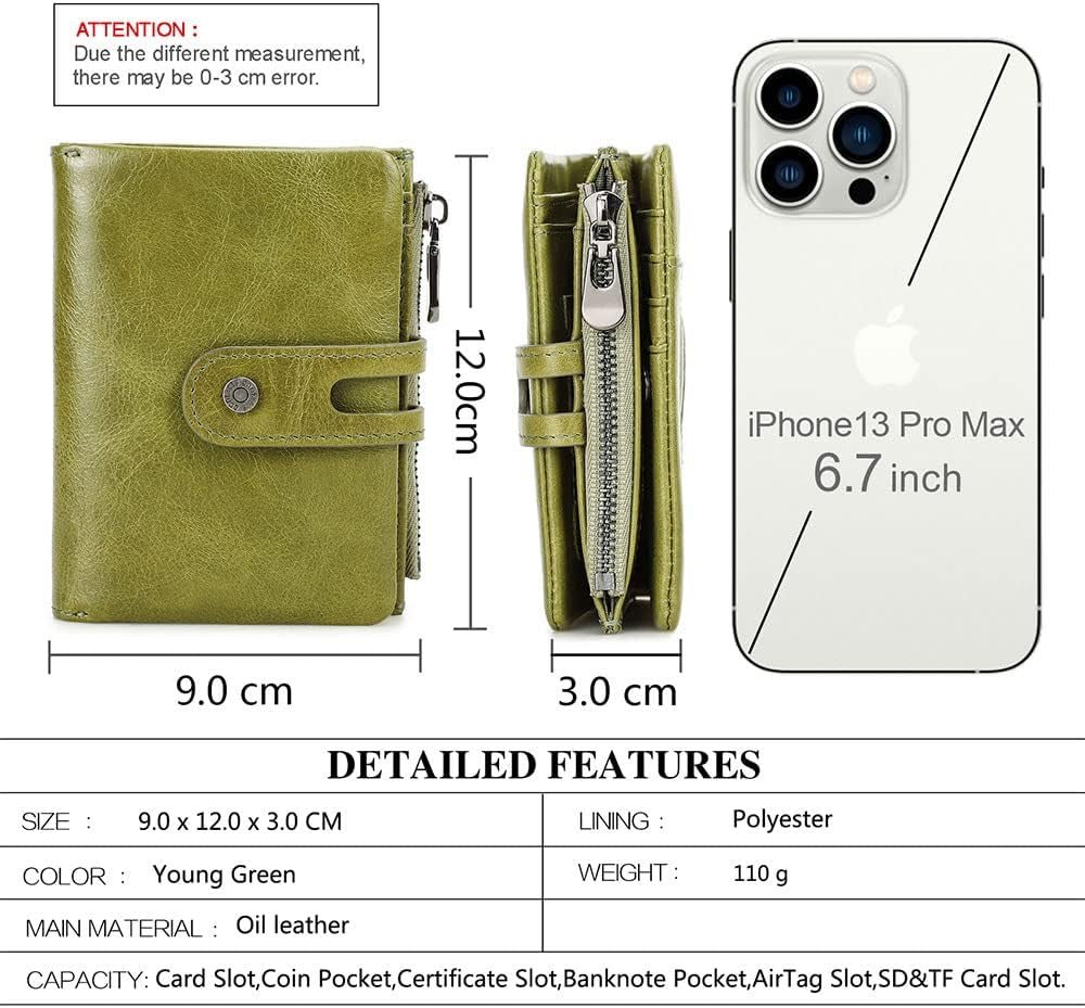 Women's RFID Bifold Wallet with AirTag Holder – Leather Card & Coin Purse - Abbycart