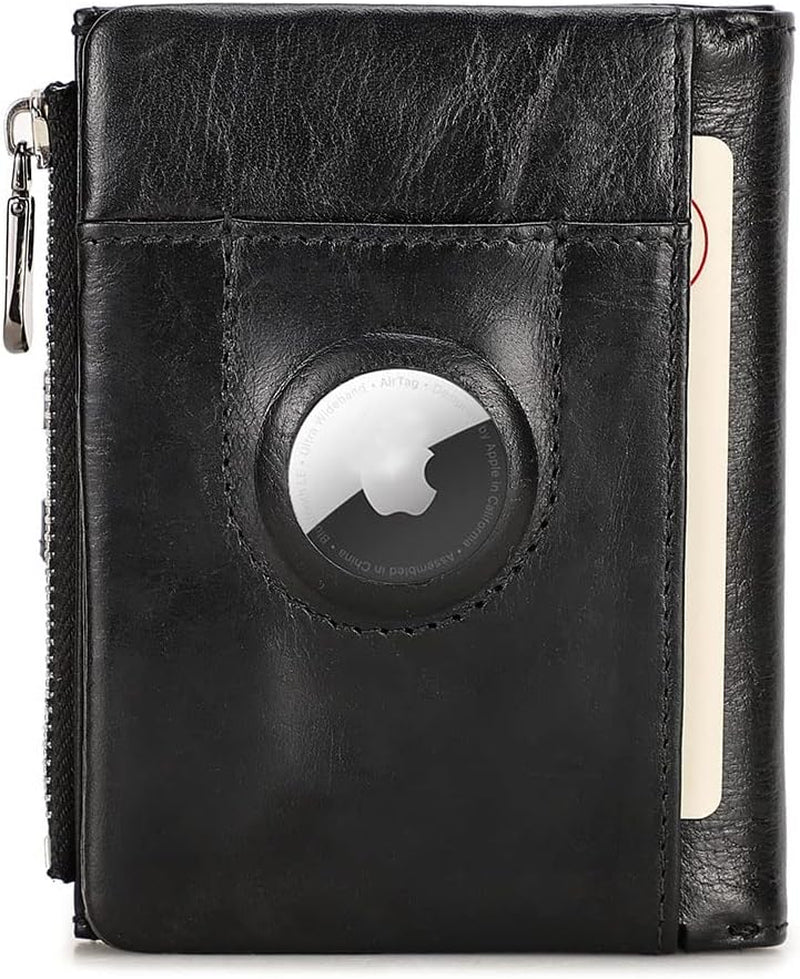 Women's RFID Bifold Wallet with AirTag Holder – Leather Card & Coin Purse - Abbycart