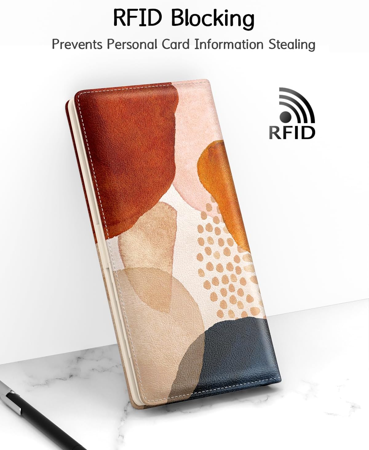 Women's slim RFID blocking wallet in Simple Abstract Art design