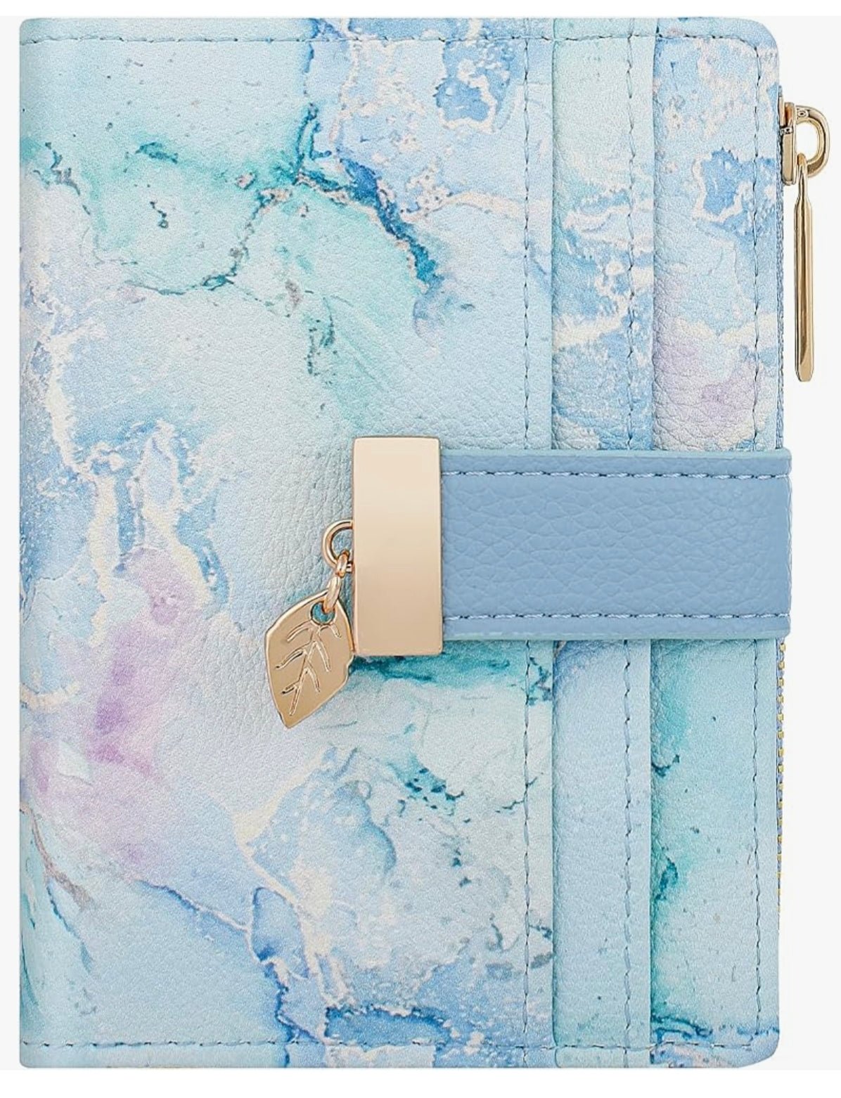 Women’s Small Leather Wallet – Bifold Wallet with Zipper Coin Pocket & Card Slots
