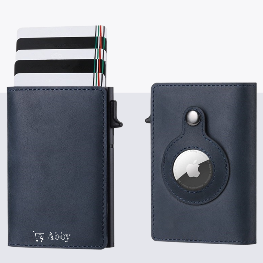 Abby's™ Apple AirTag Holder Wallet Slim Leather - RFID Blocking and Protection, Trackable