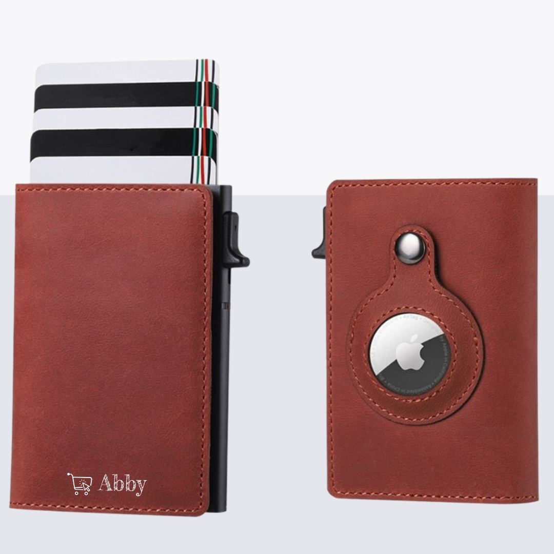 Abby's™ Apple AirTag Holder Wallet Slim Leather - RFID Blocking and Protection, Trackable