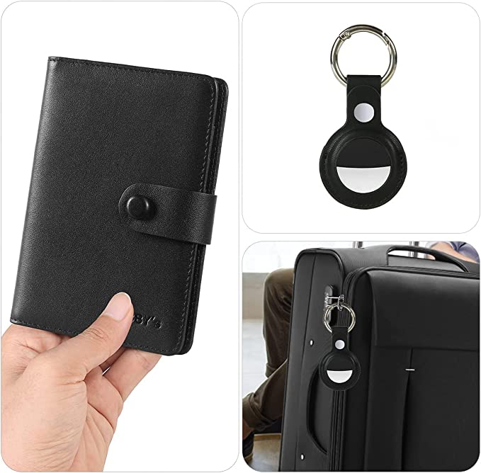 Airtag Wallet Case avec porte-carte Portefeuilles passeport Couvertures de  passeport Rfid Blocage Airtag Trousseau